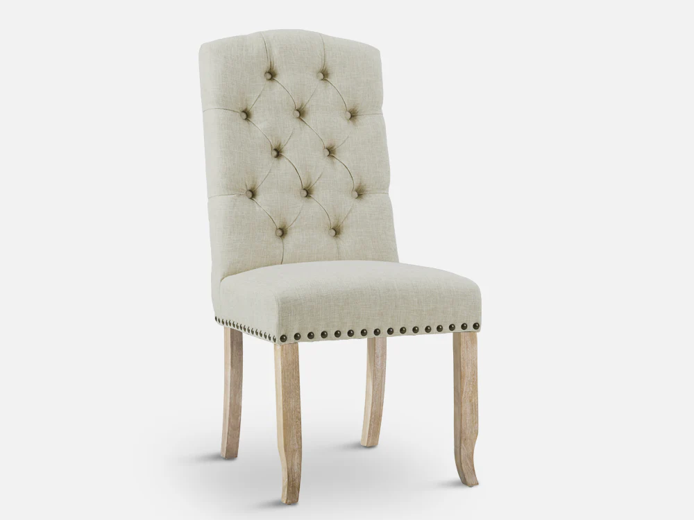 LAYLA 2PCS Upholstered Dining Chair - BEIGE - Image 4