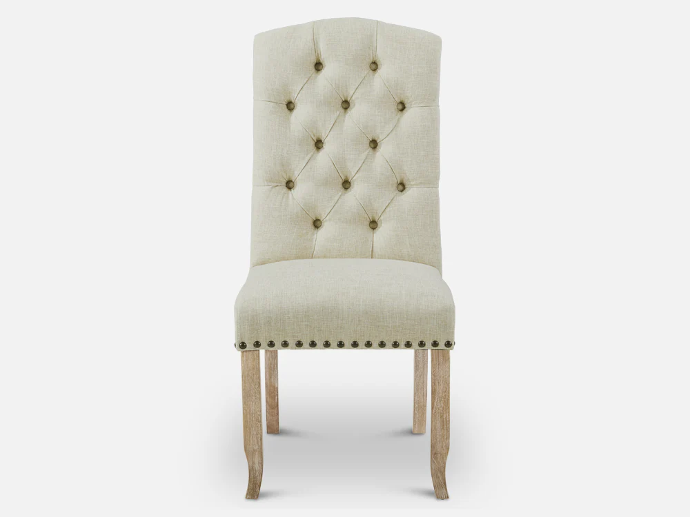 LAYLA 2PCS Upholstered Dining Chair - BEIGE - Image 5