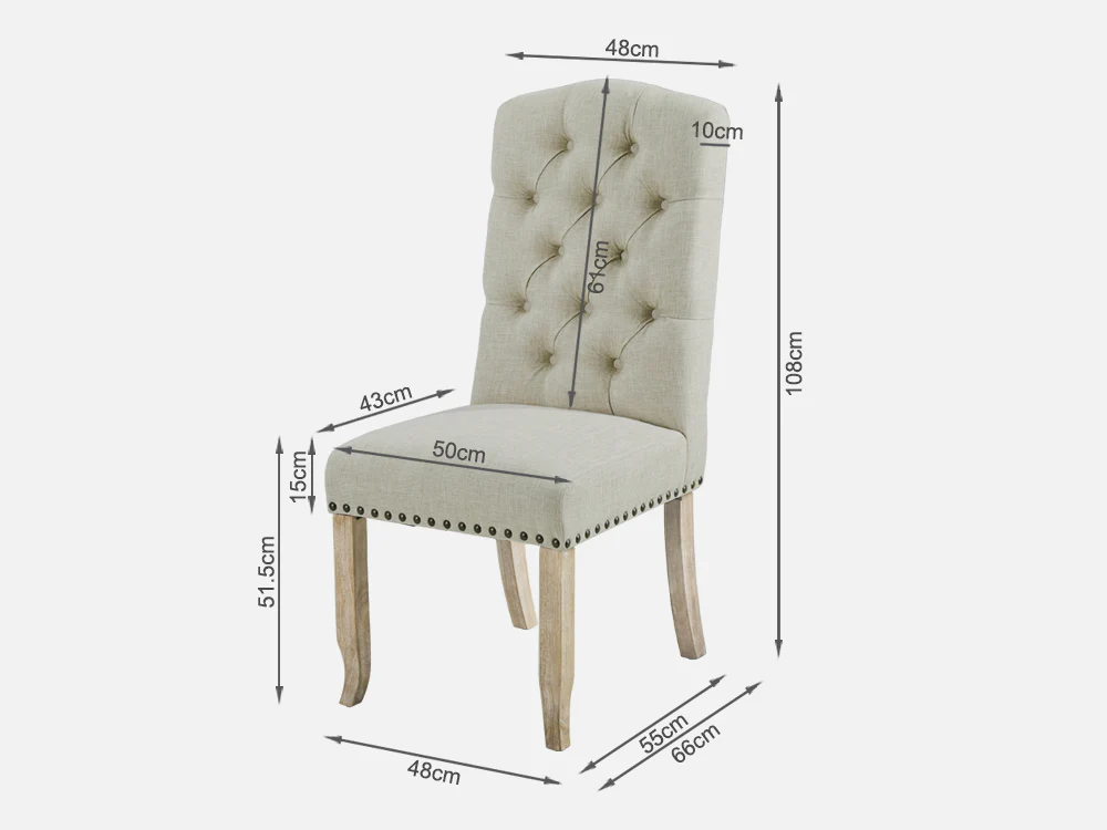 LAYLA 2PCS Upholstered Dining Chair - BEIGE - Image 9
