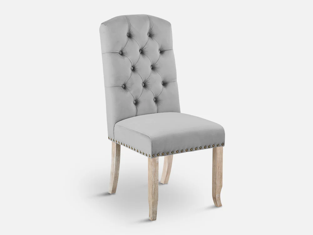 LAYLA 4PCS Velvet Dining Chair - GREY - Image 4