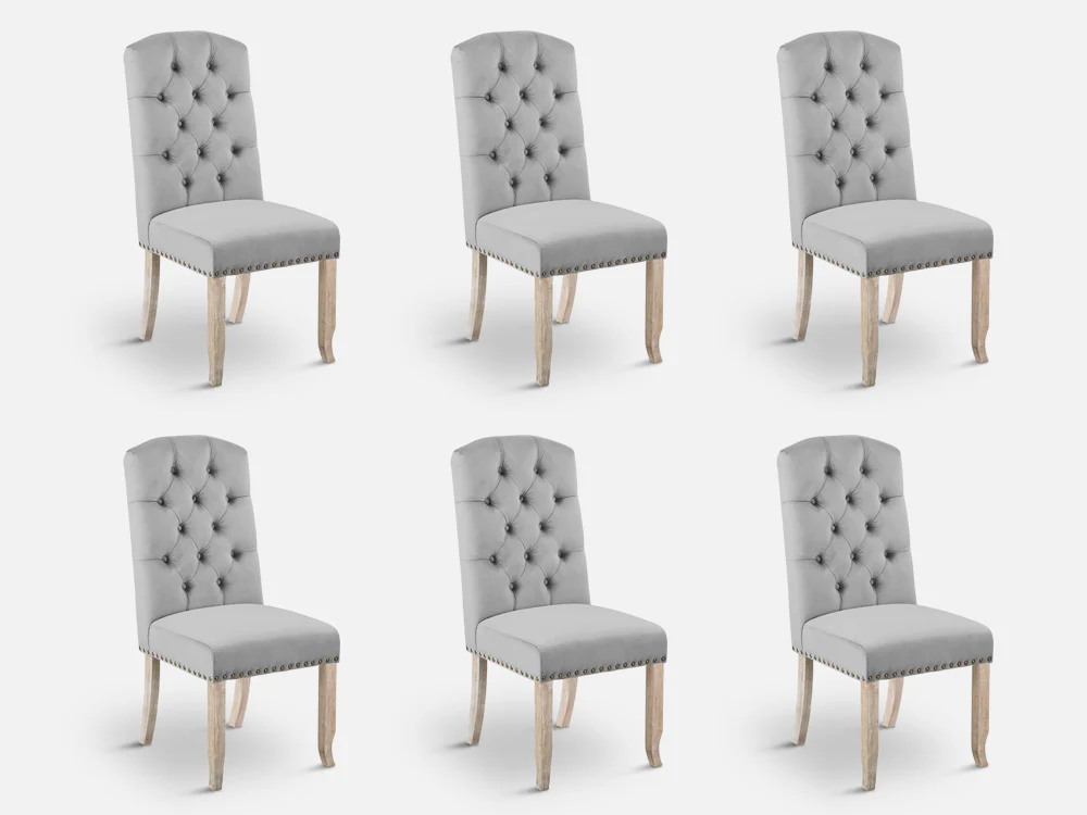 LAYLA 6PCS Velvet Dining Chair - GREY - Image 2