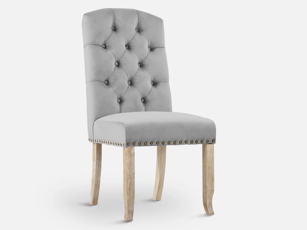 LAYLA 6PCS Velvet Dining Chair - GREY - Image 3