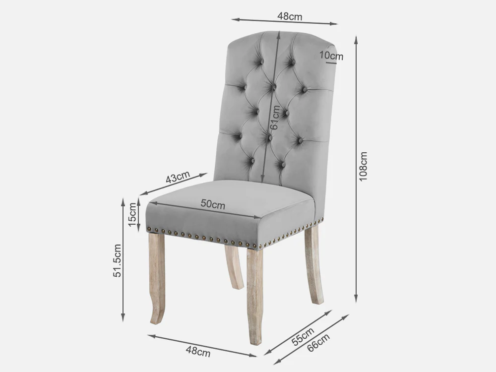 LAYLA 6PCS Velvet Dining Chair - GREY - Image 8