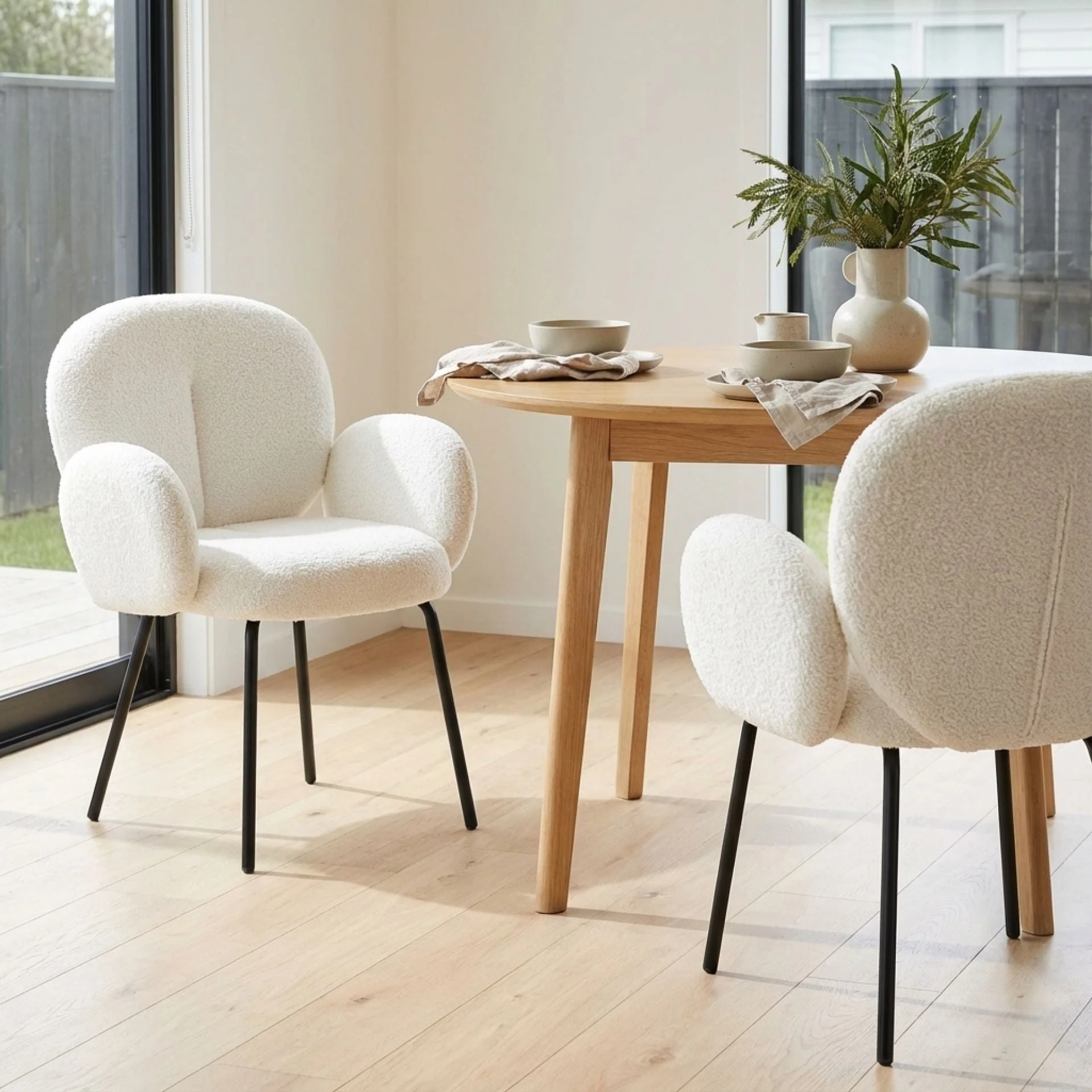 Lennon Boucle Dining Chair - Set of 2 - White