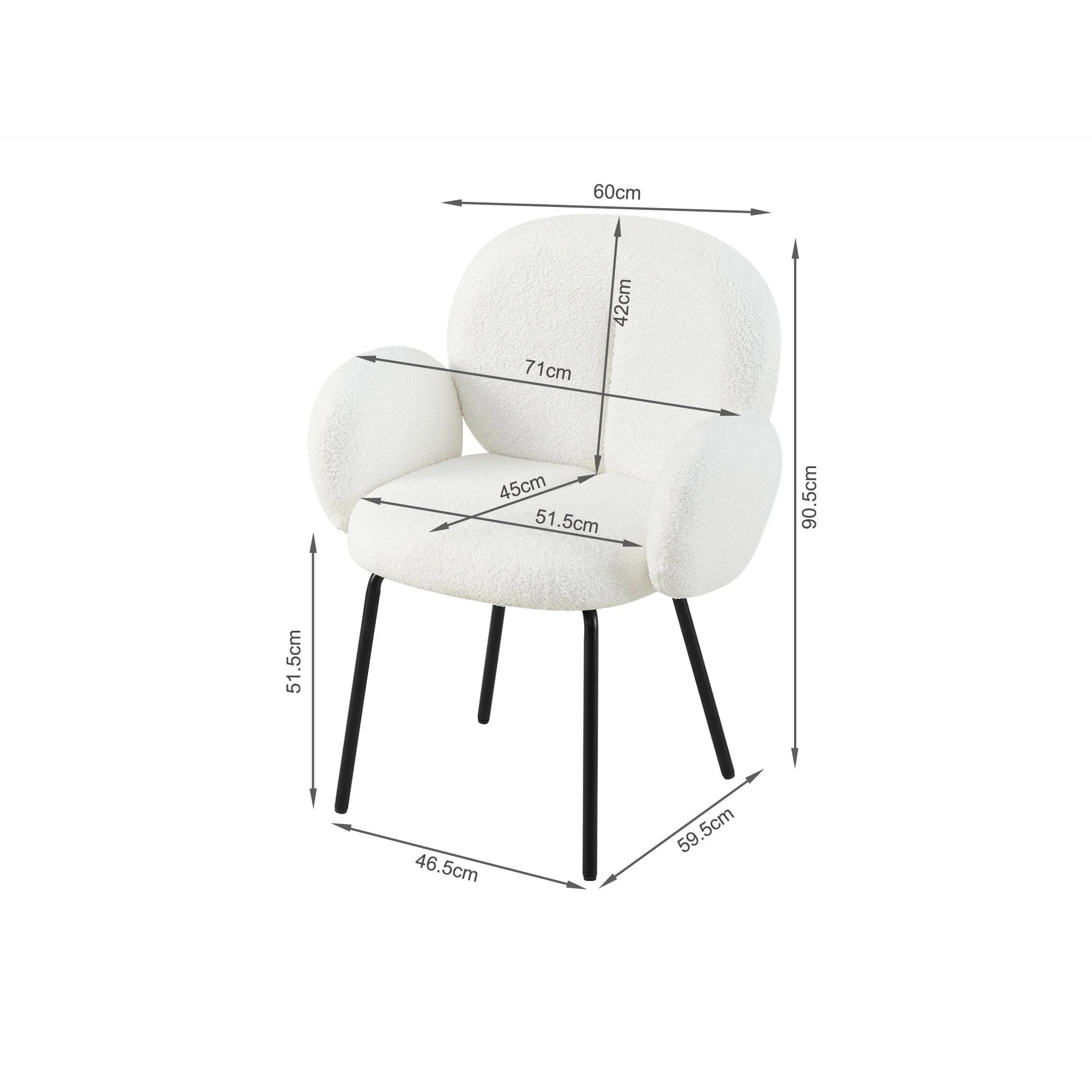 Lennon Boucle Dining Chair - Set of 2 - White - Image 10