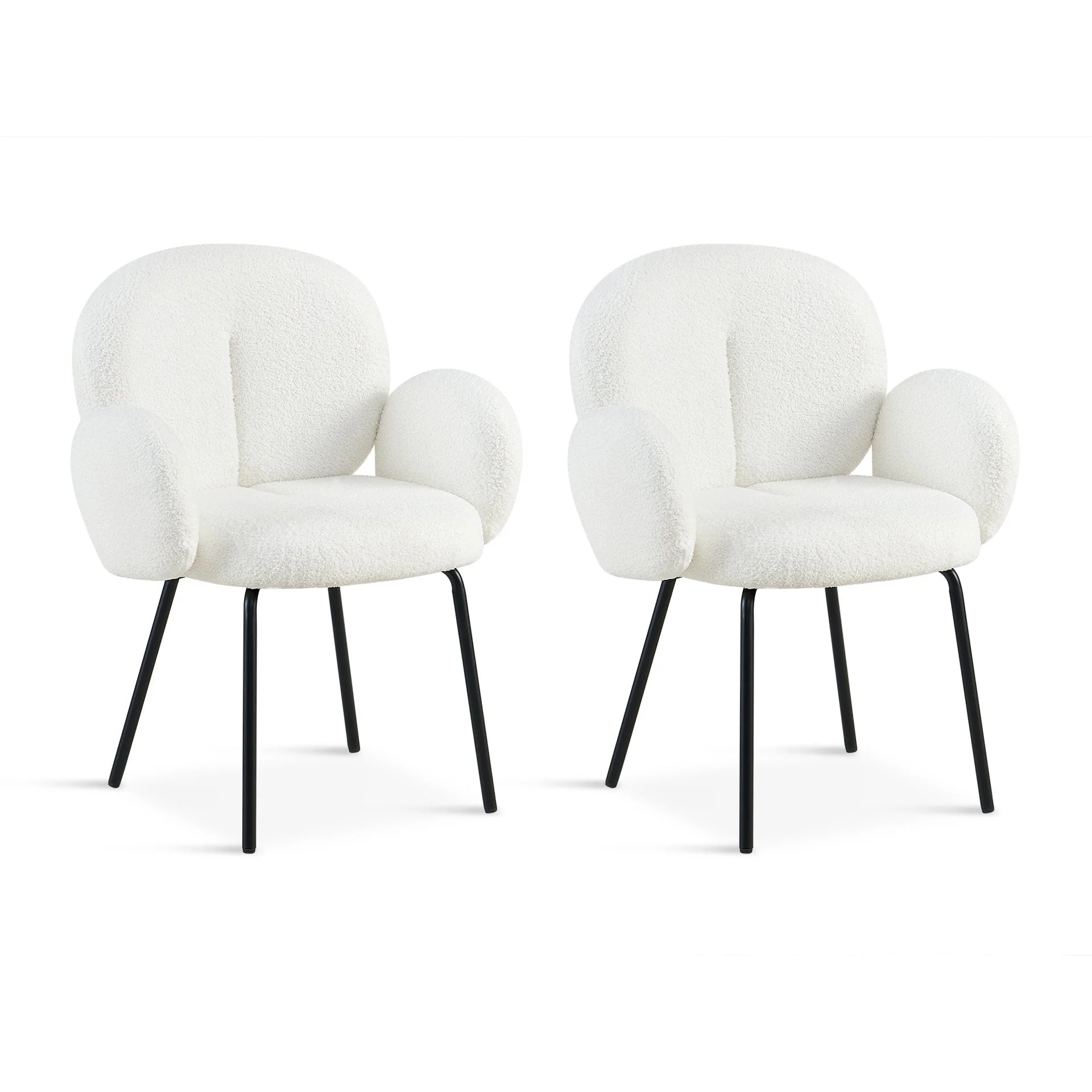 Lennon Boucle Dining Chair - Set of 2 - White - Image 5