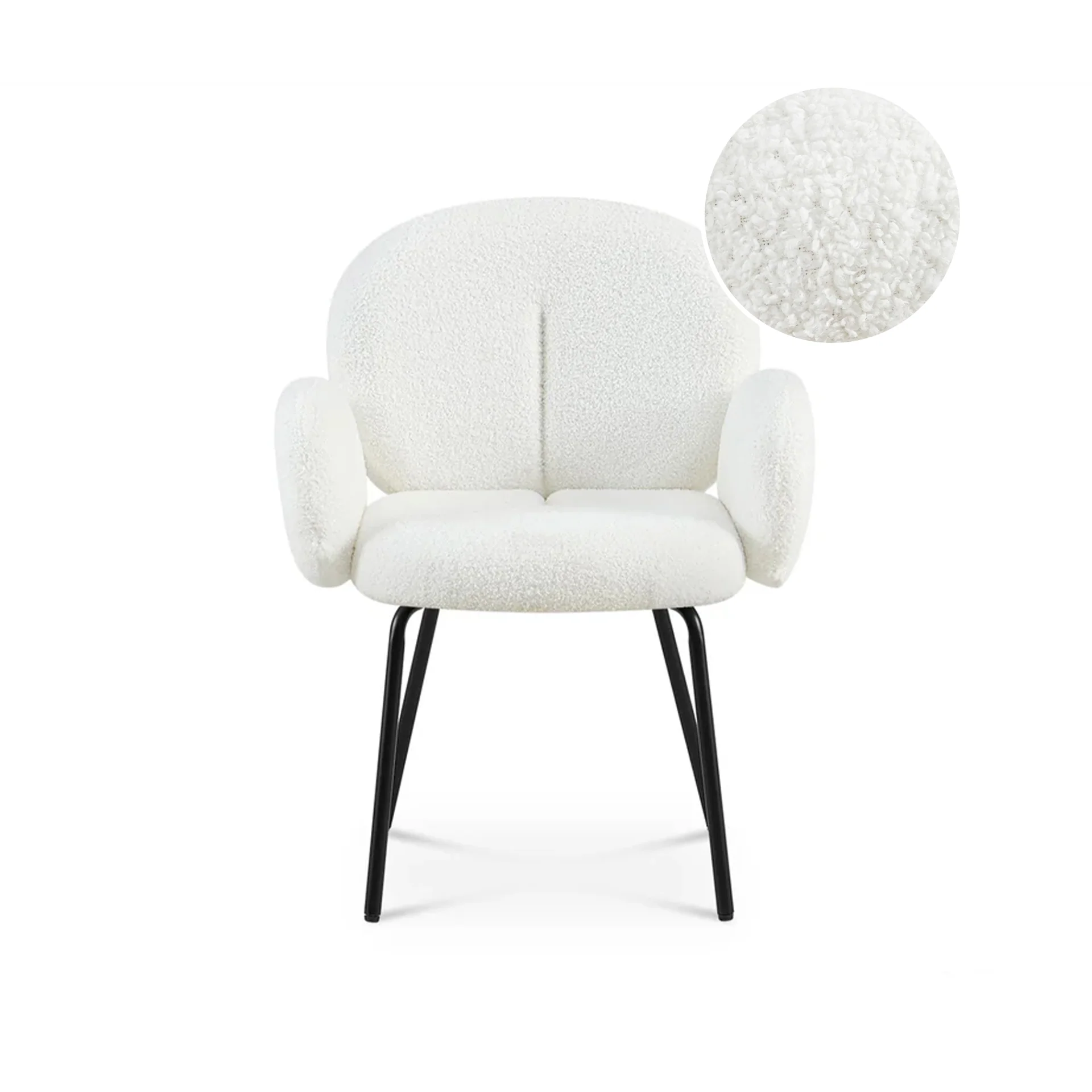 Lennon Boucle Dining Chair - Set of 2 - White - Image 6
