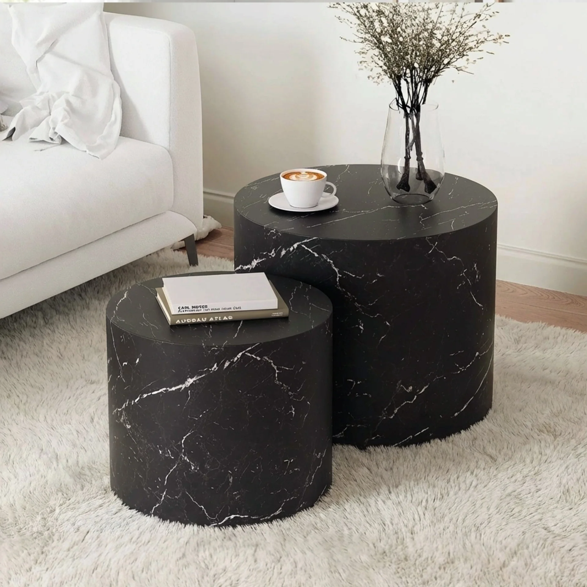 Leslie Round Side Table - Set of 2 - Black