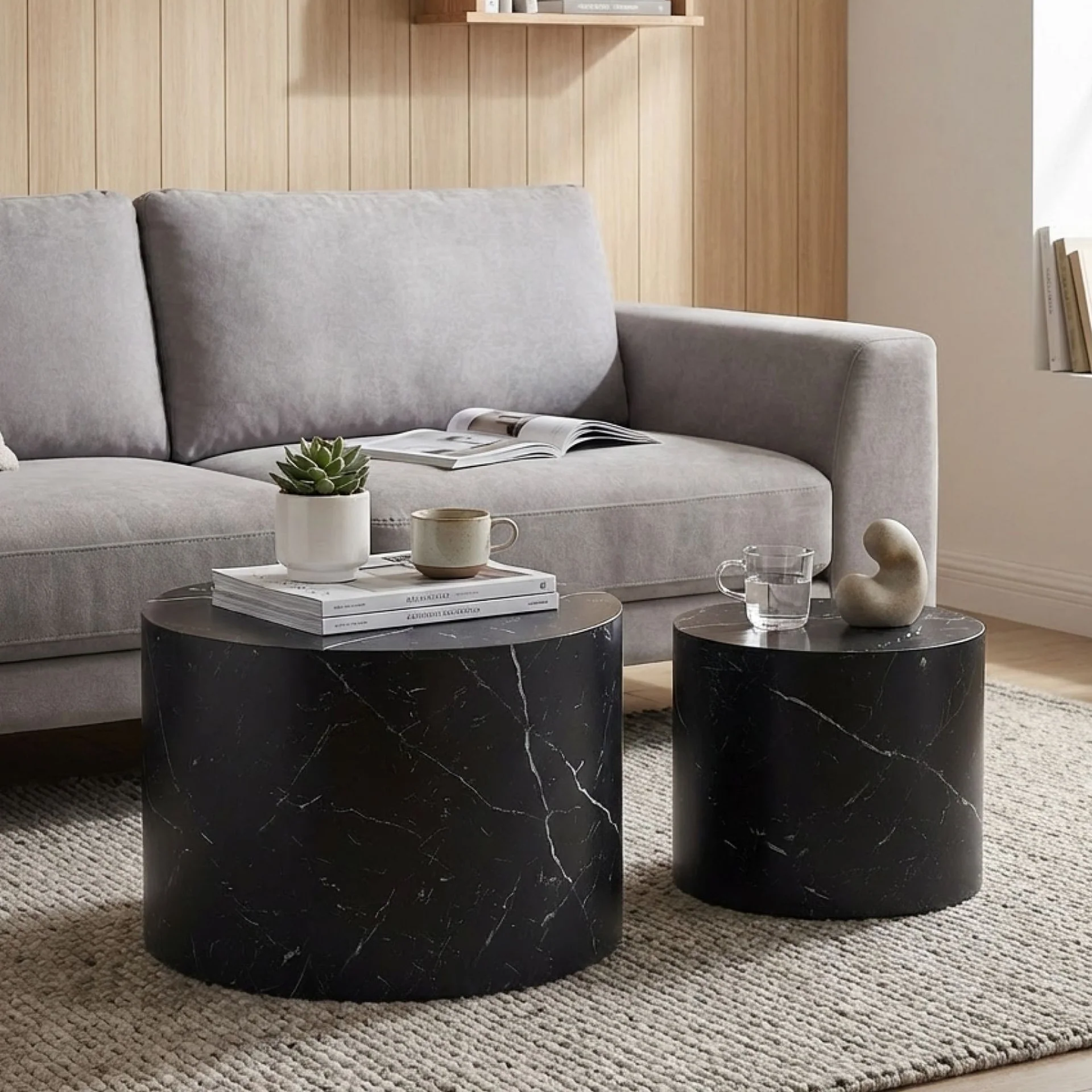 Leslie Round Side Table - Set of 2 - Black - Image 2