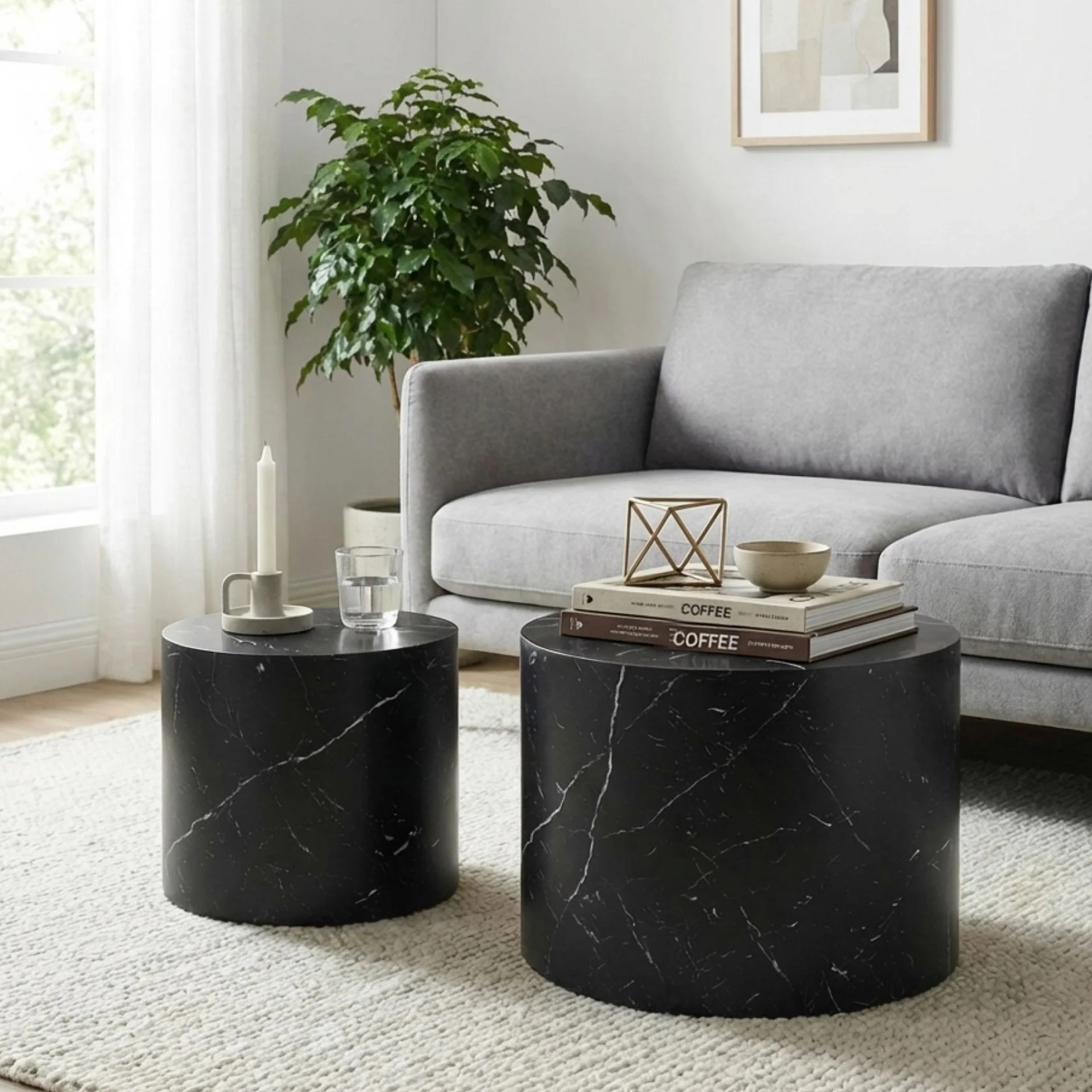 Leslie Round Side Table - Set of 2 - Black - Image 3