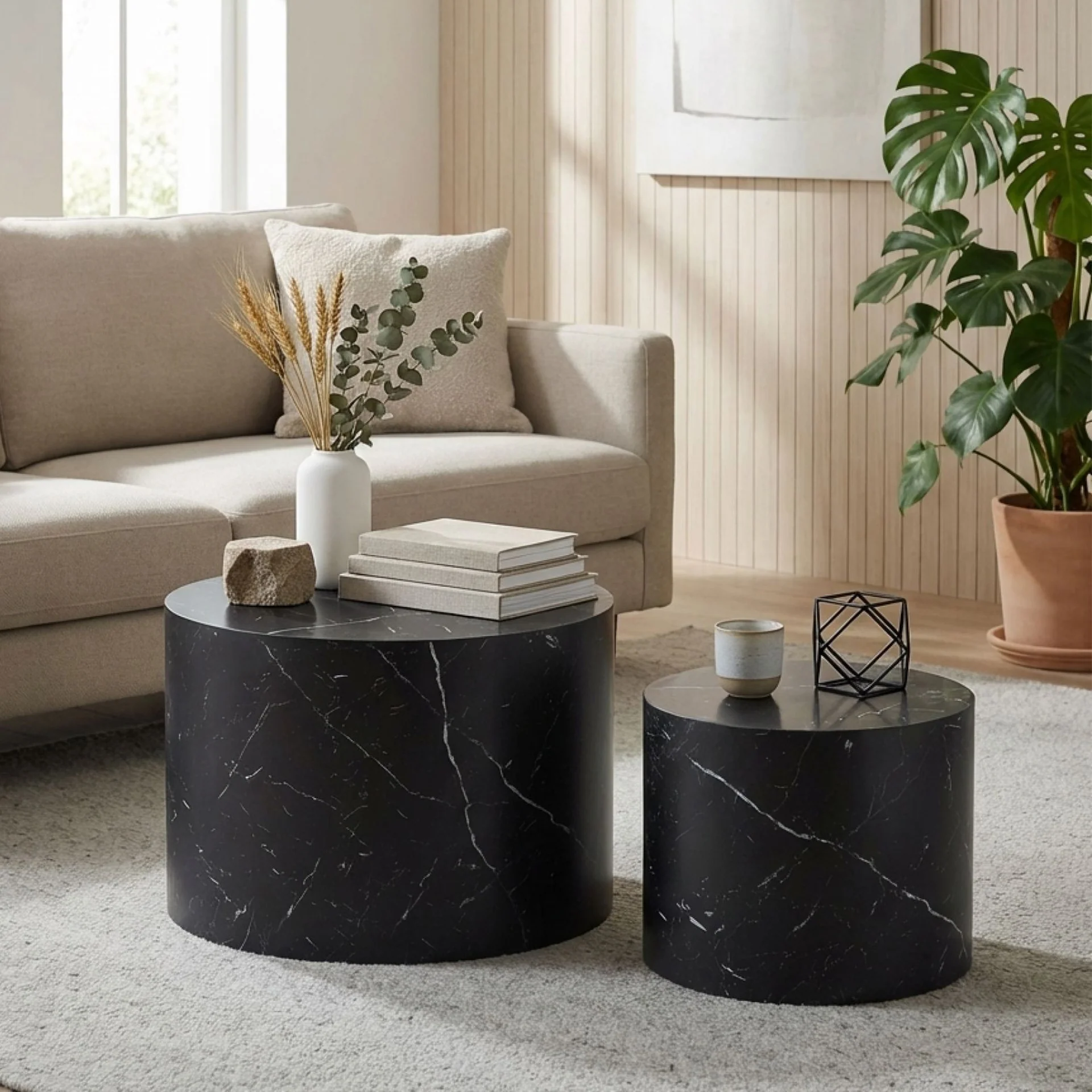 Leslie Round Side Table - Set of 2 - Black - Image 4