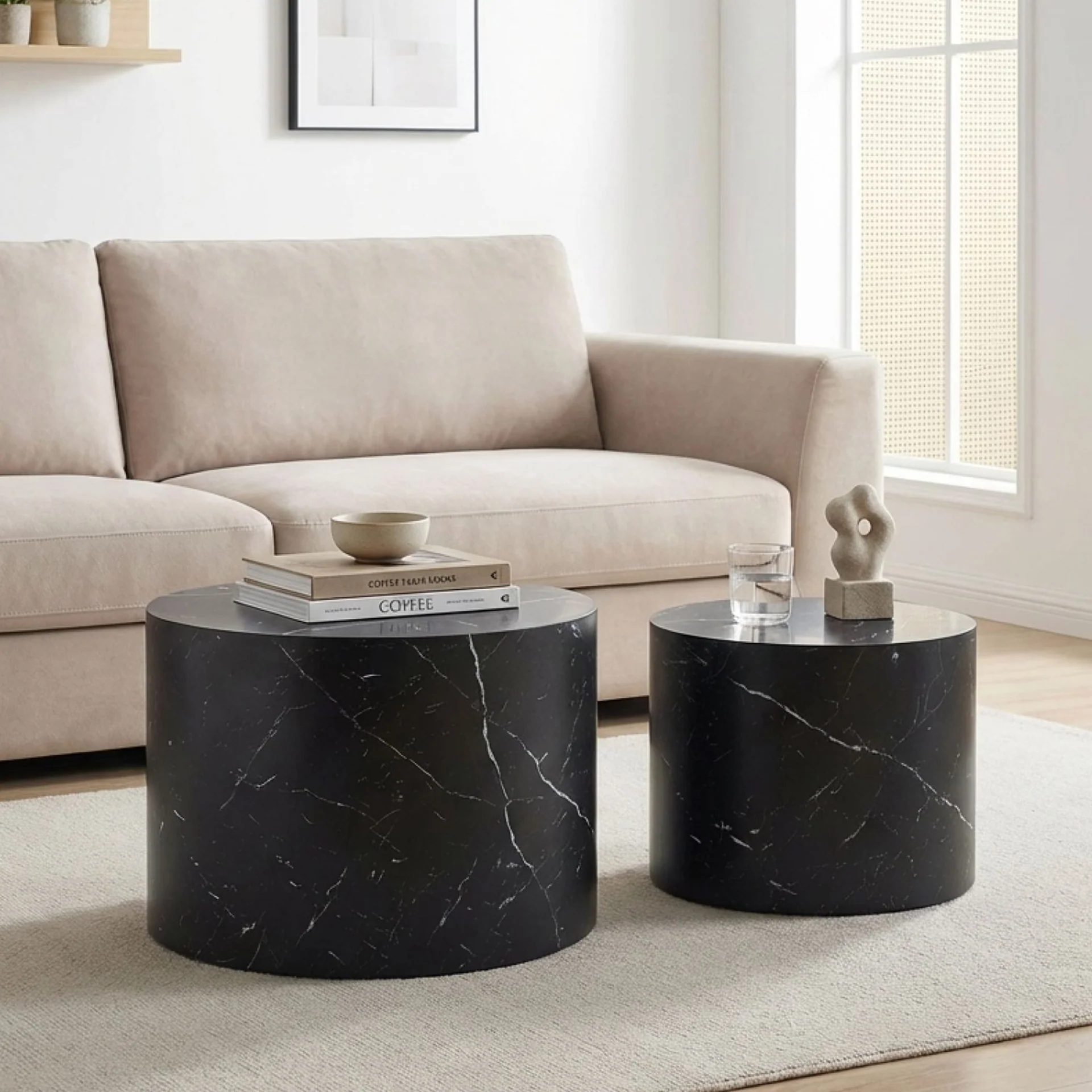 Leslie Round Side Table - Set of 2 - Black - Image 5