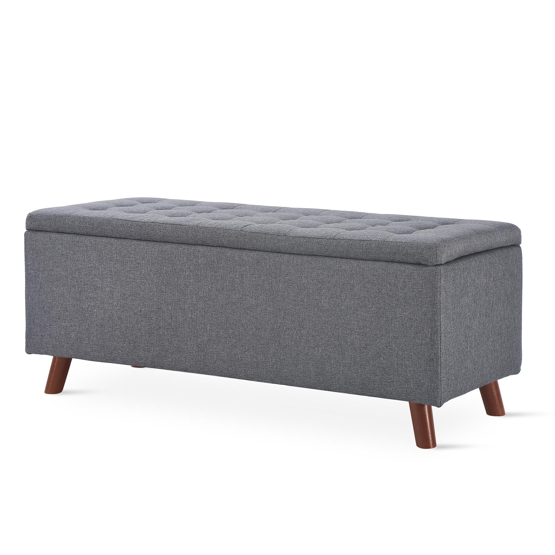 Levi Linen Storage Ottoman Bench - Dark Grey - Image 8