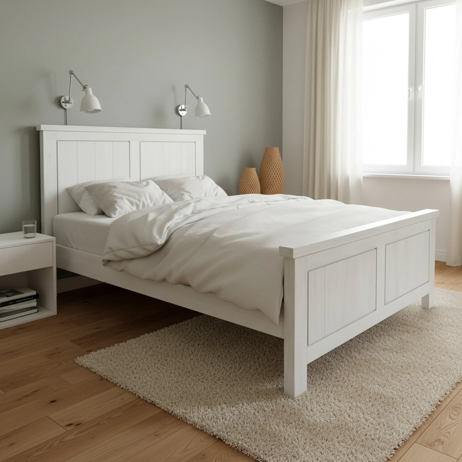 Lincoln Solid Wood Queen Bed Frame - White