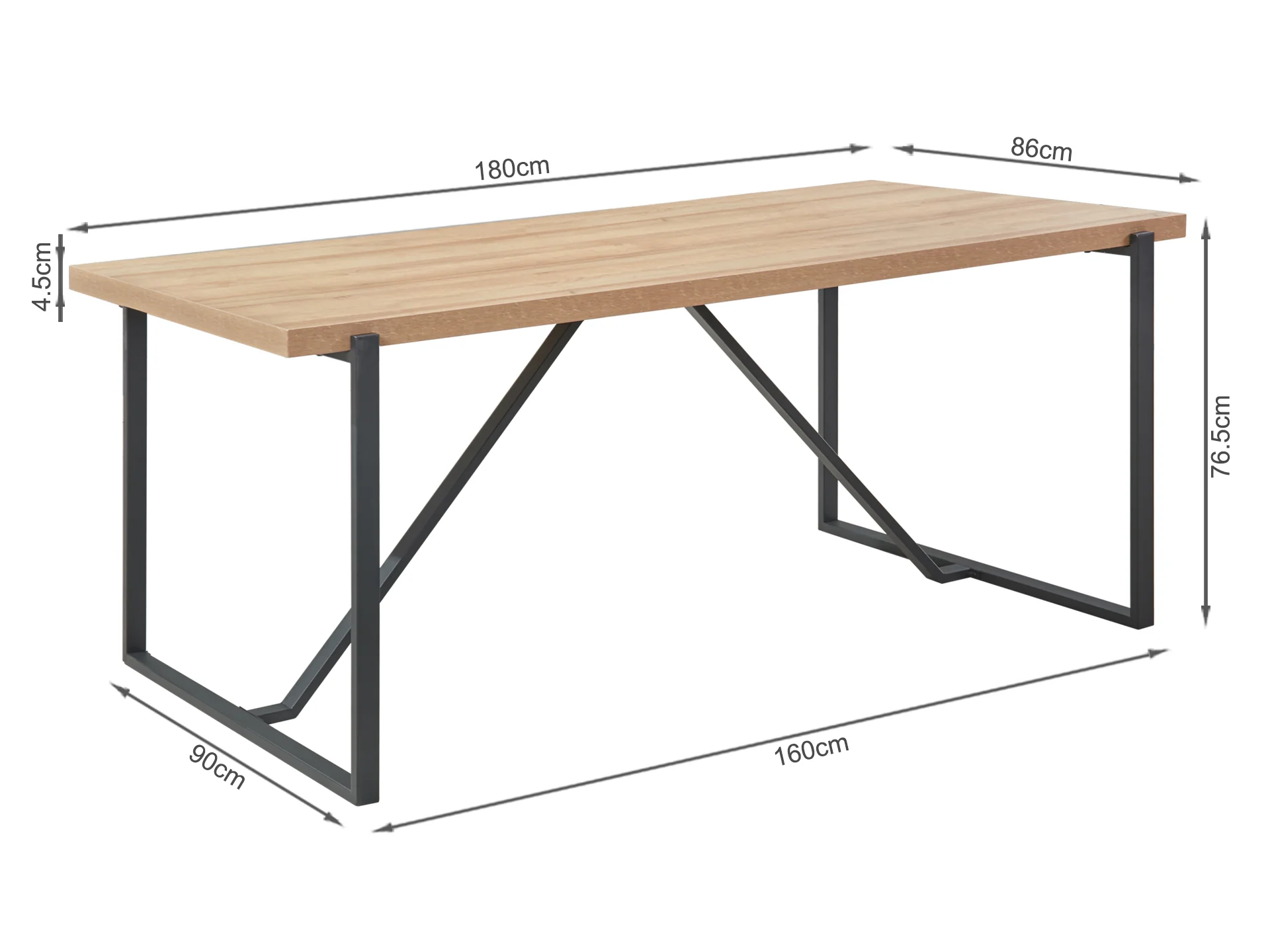 Liron Dining Table Rectangle 180x90cm - Oak - Image 8