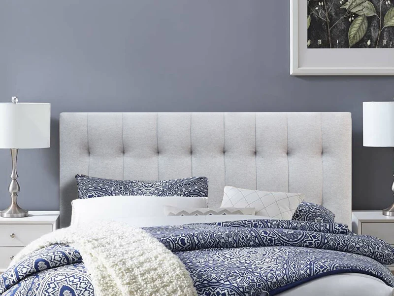 LISA QUEEN Stand-alone Fabric Headboard - LIGHT GREY - Image 2