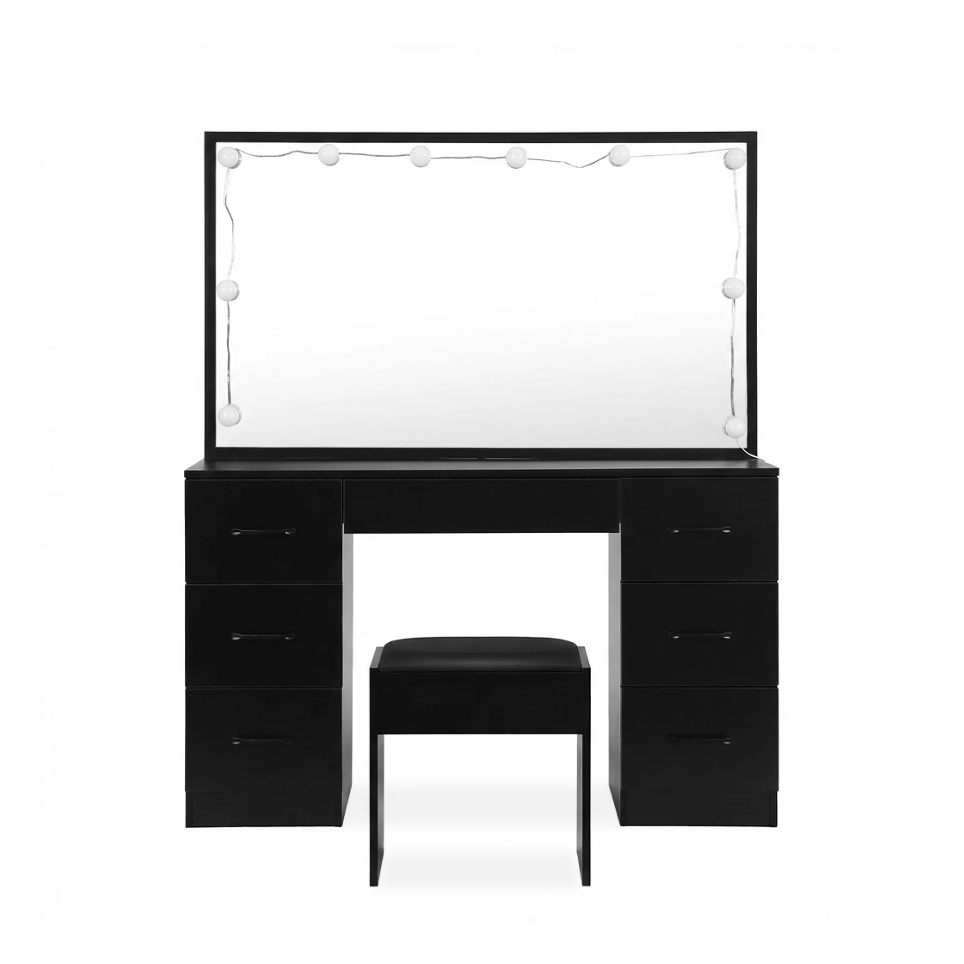 Lisianthus 2 Piece Dressing Table with Mirror & Stool Set - Black - Image 9