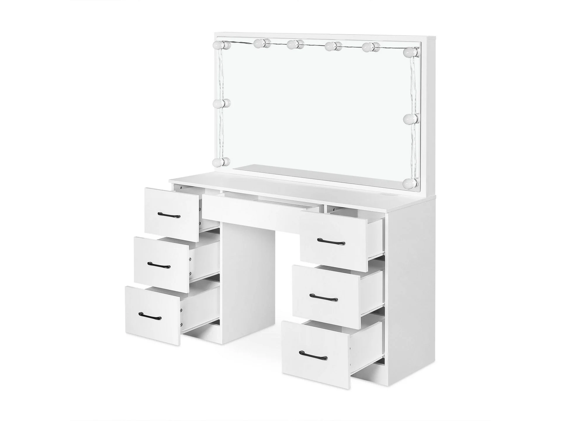 LISIANTHUS 2 Piece Dressing Table with Mirror & Stool Set - White - Image 8