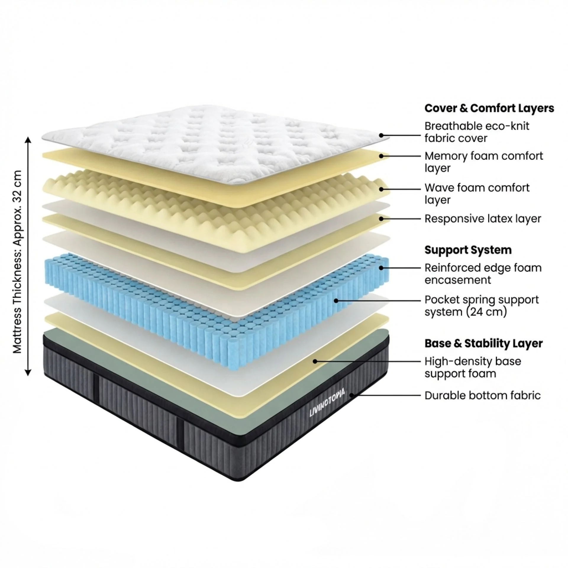 LivingTopia Hybrid Prime Double Mattress - Image 3