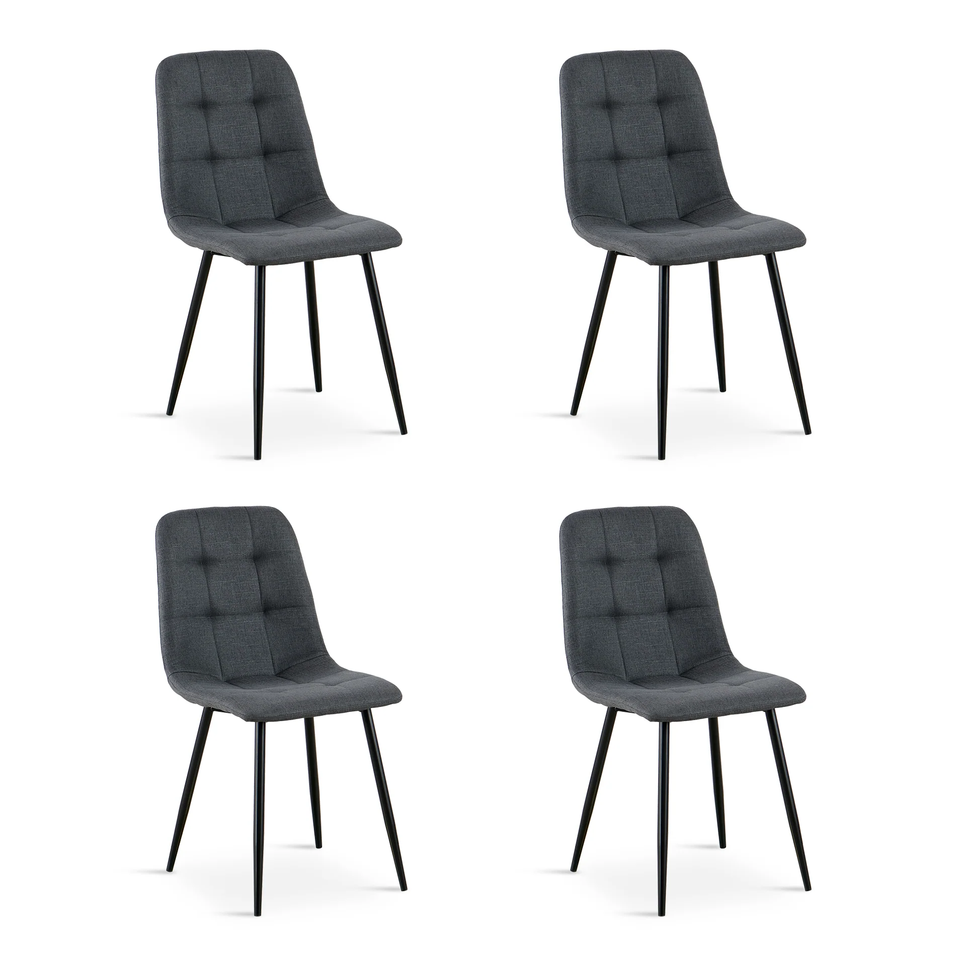 Livo Linen Dining Chair - Set of 4 - Dark Grey - Image 10
