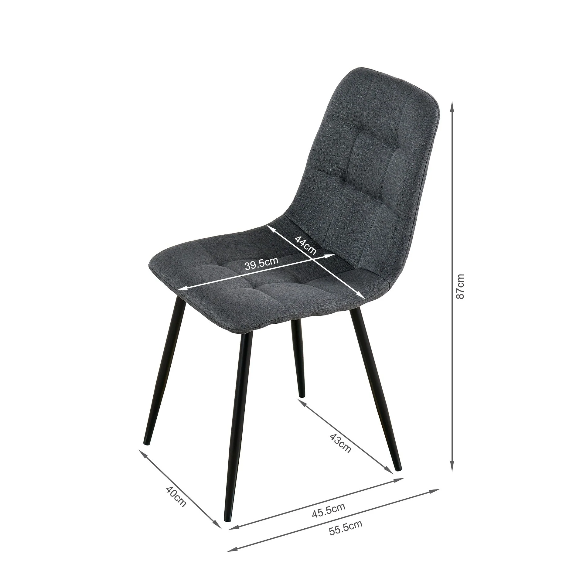 Livo Linen Dining Chair - Set of 4 - Dark Grey - Image 15
