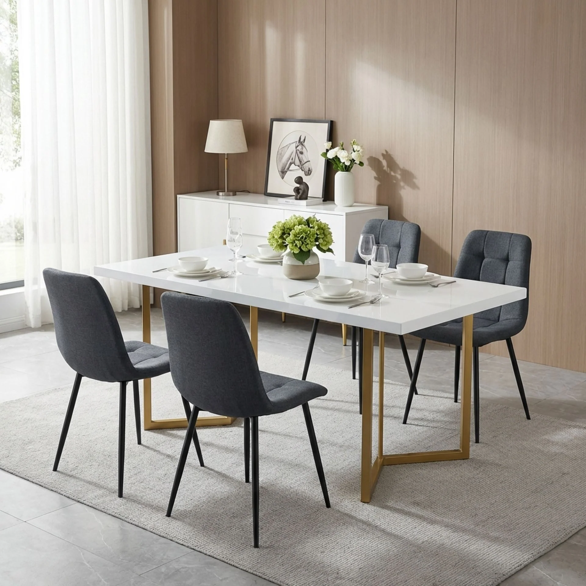 Livo Linen Dining Chair - Set of 4 - Dark Grey - Image 3