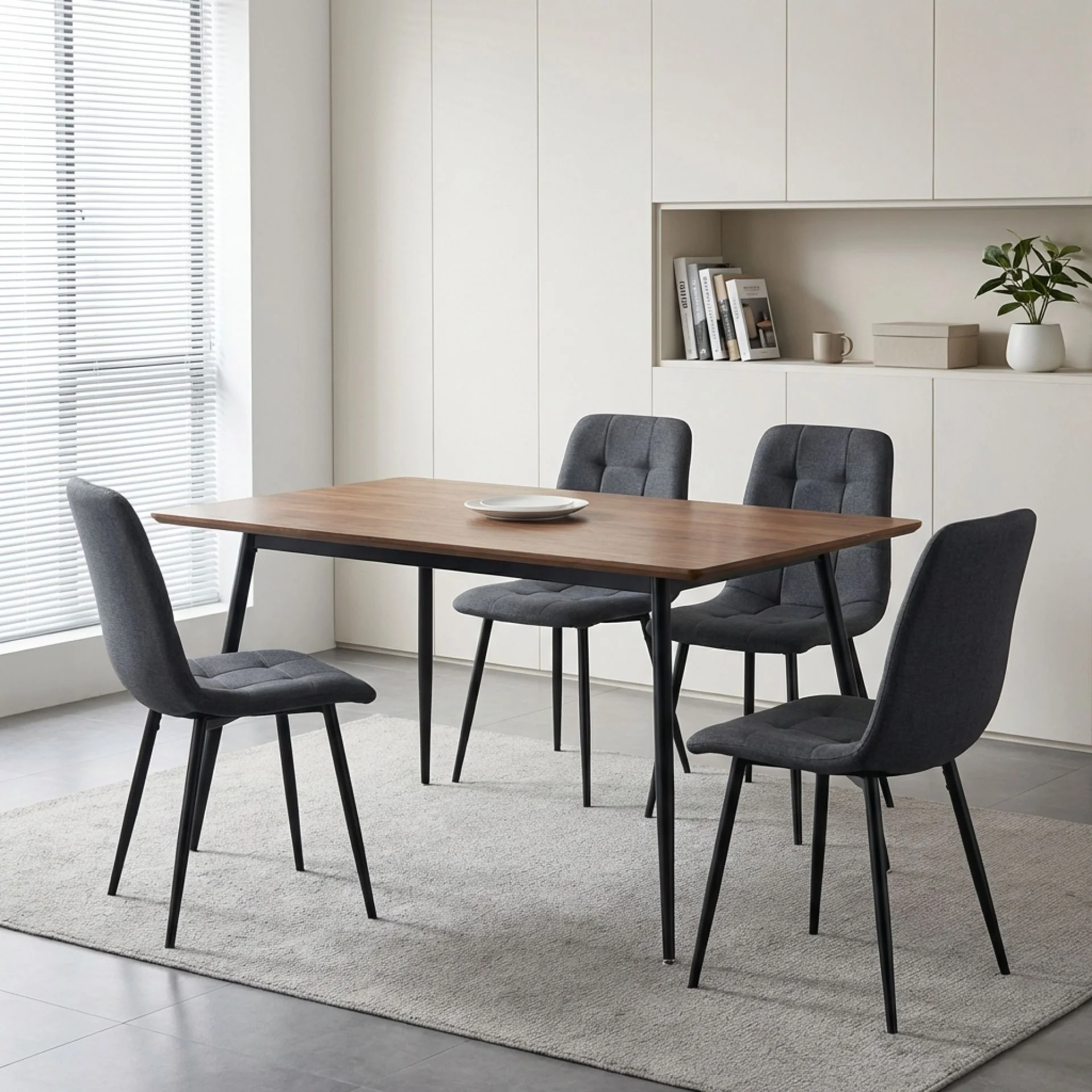 Livo Linen Dining Chair - Set of 4 - Dark Grey - Image 5