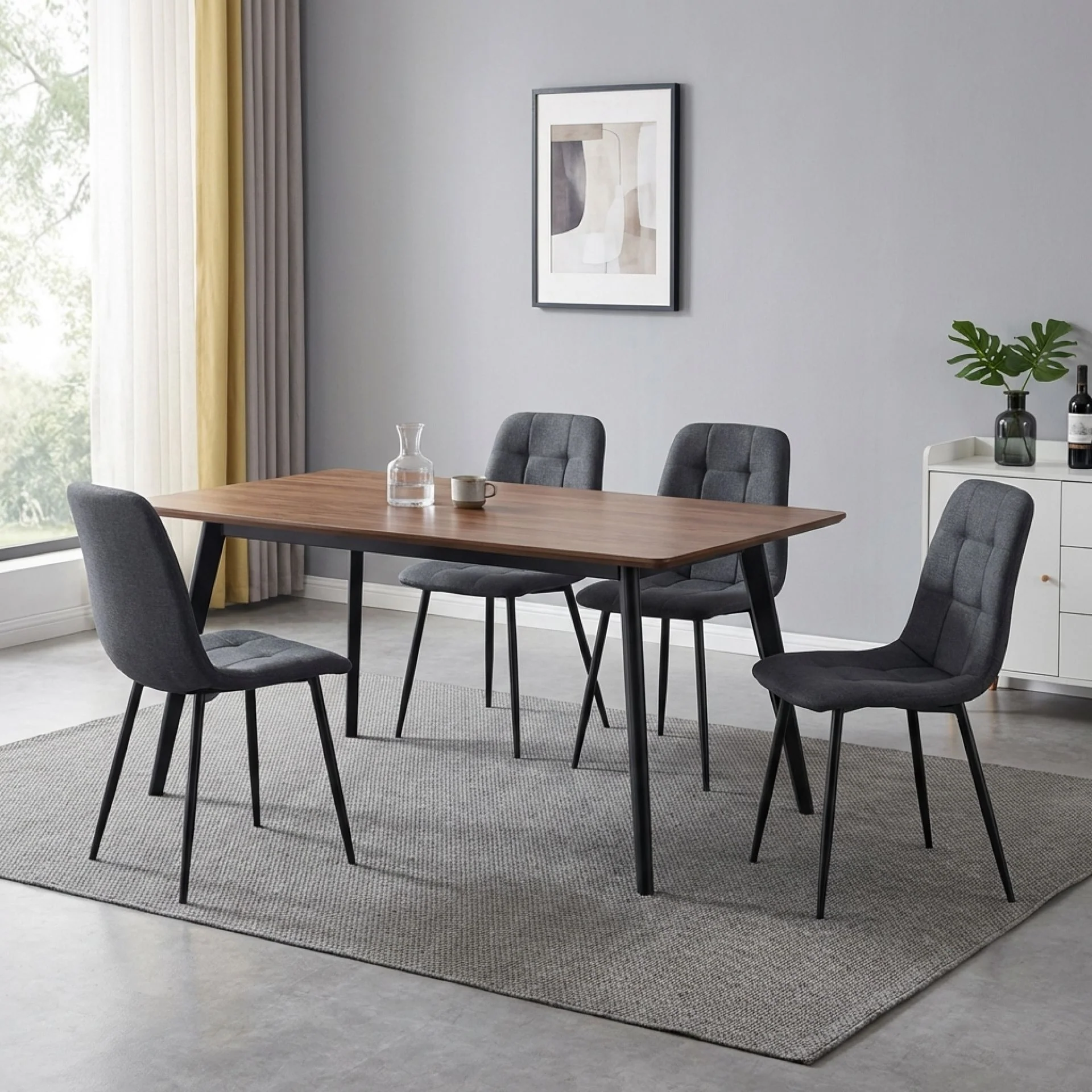 Livo Linen Dining Chair - Set of 4 - Dark Grey - Image 8