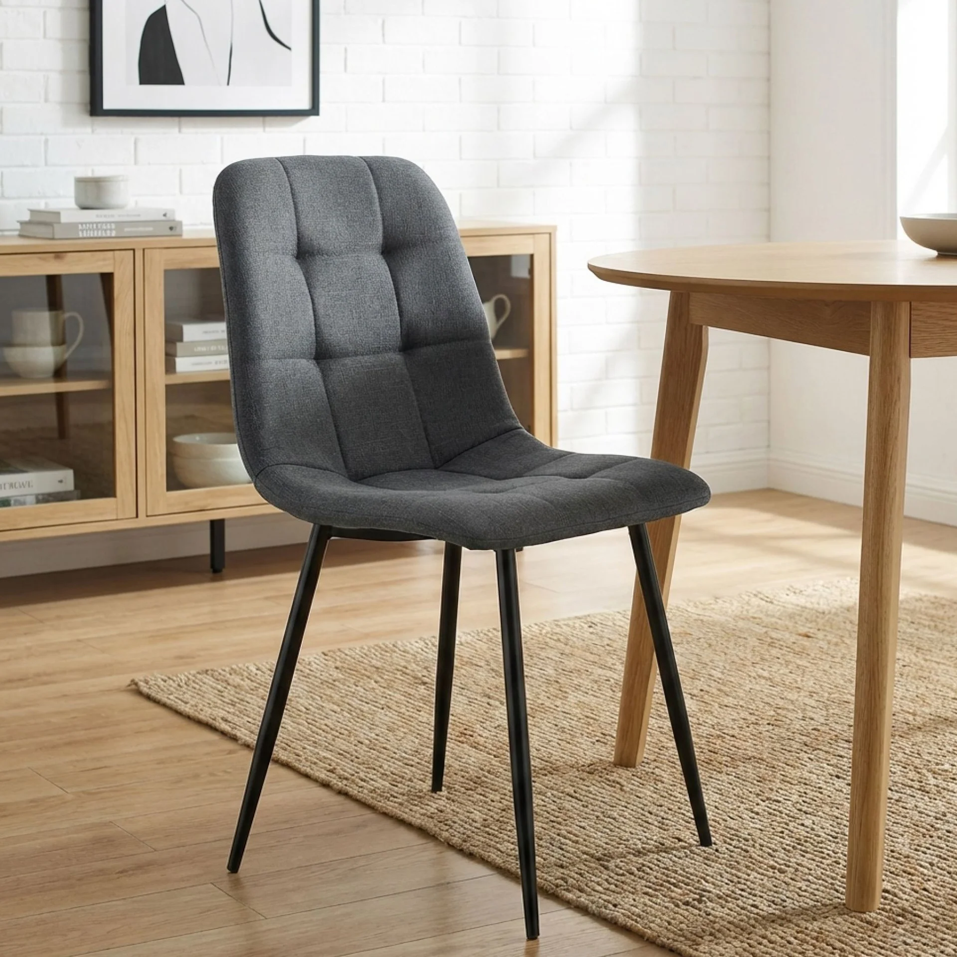 Livo Linen Dining Chair - Set of 4 - Dark Grey - Image 9
