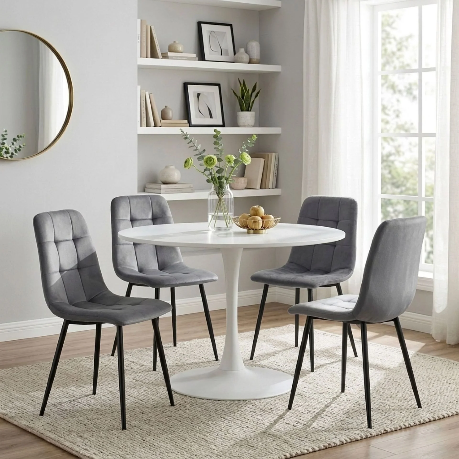 Livo Velvet Dining Chair - Set of 4 - Grey - Image 12