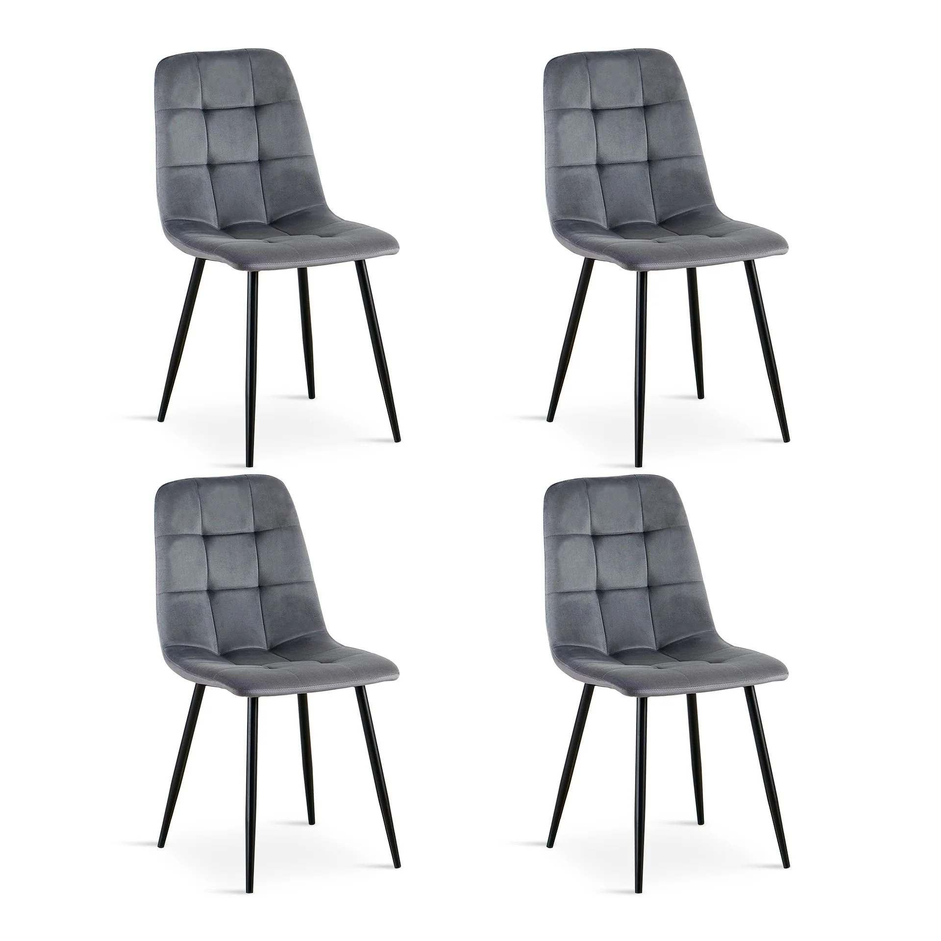 Livo Velvet Dining Chair - Set of 4 - Grey - Image 3
