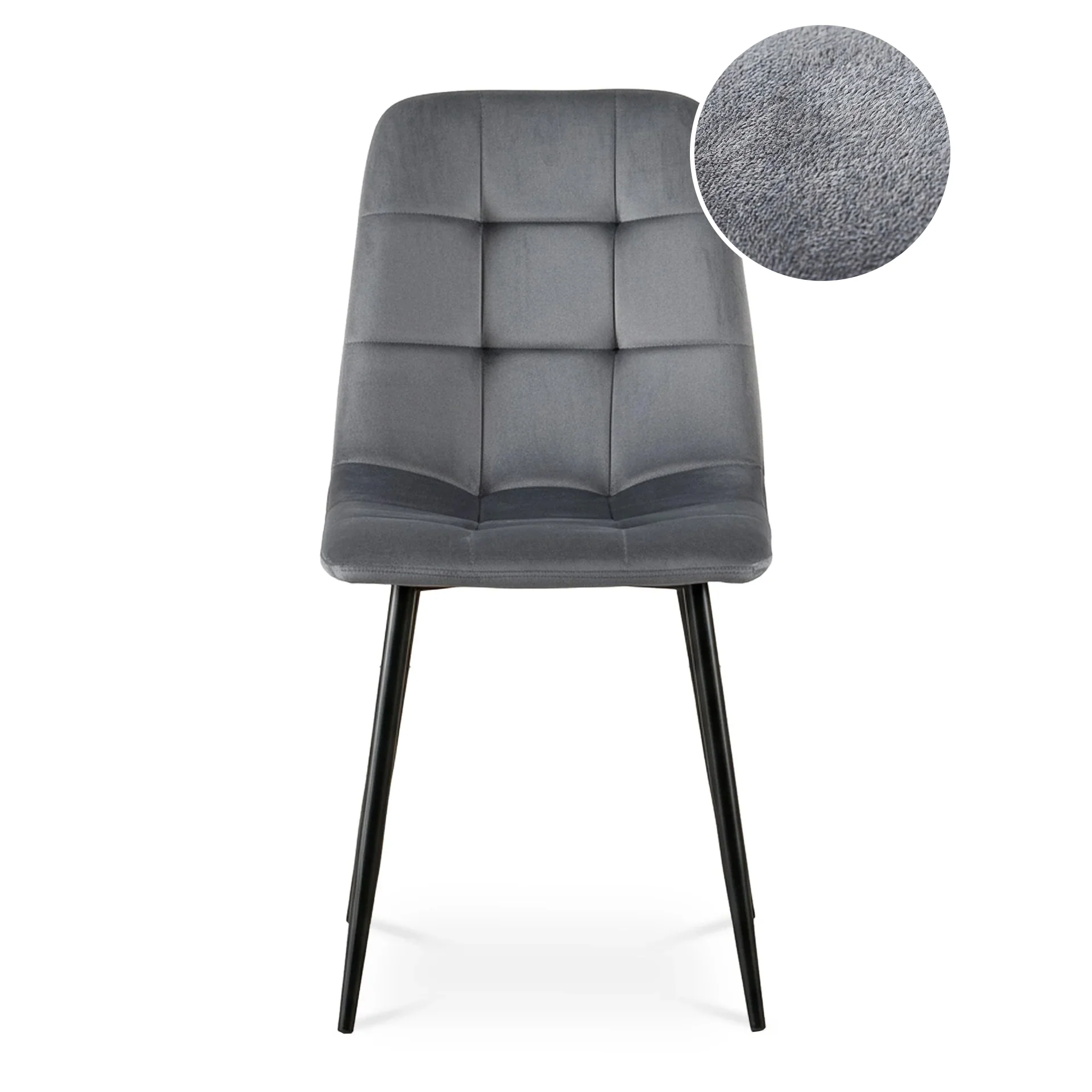 Livo Velvet Dining Chair - Set of 4 - Grey - Image 4