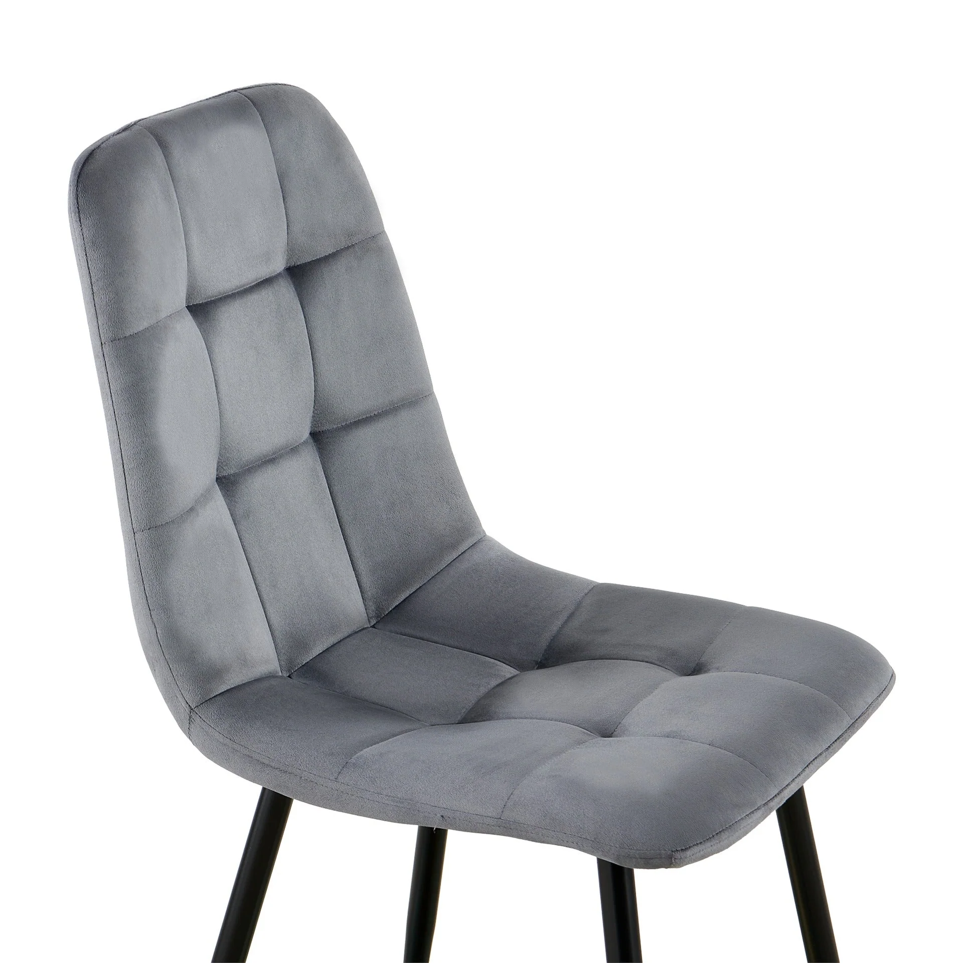 Livo Velvet Dining Chair - Set of 4 - Grey - Image 7