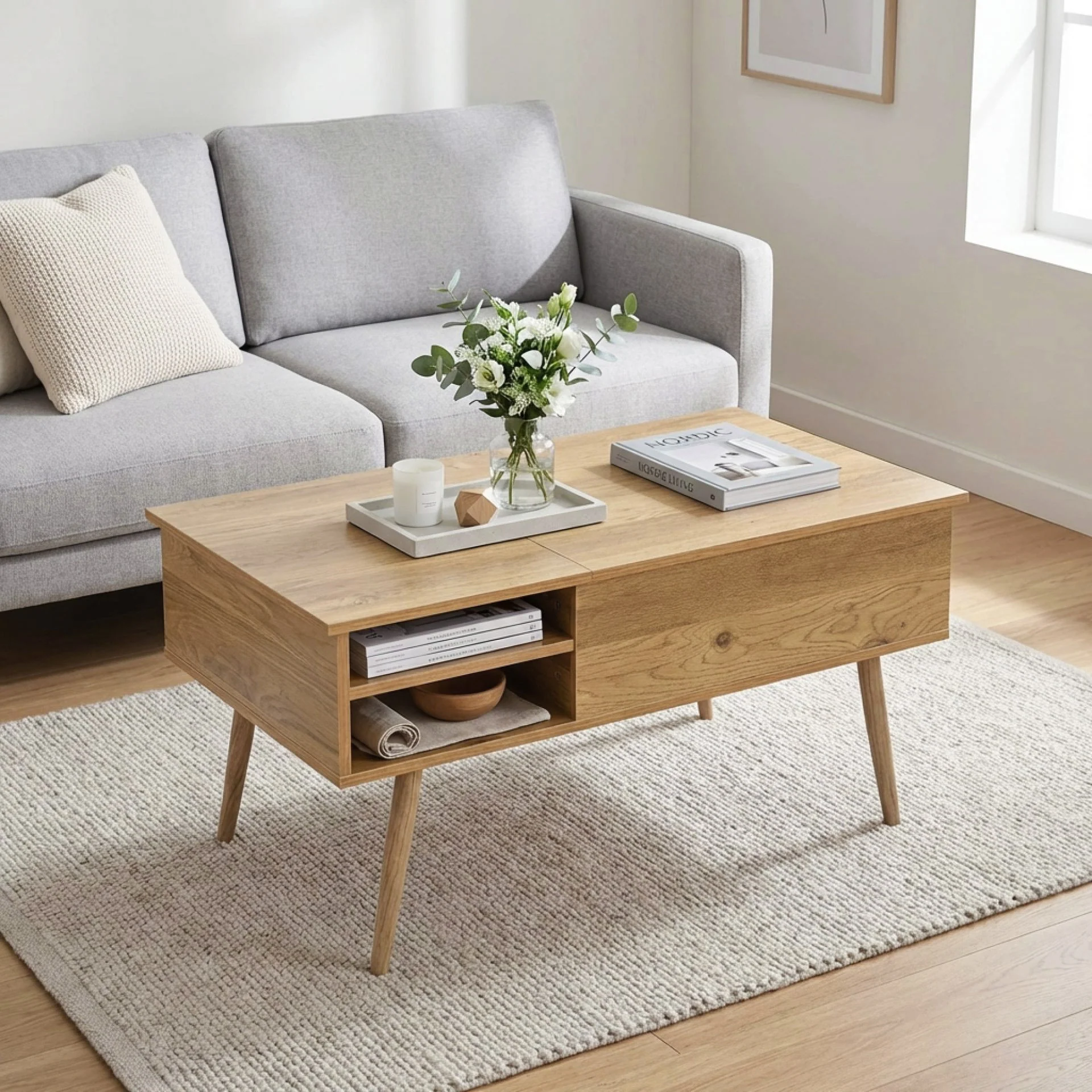 Lodge Lift Top Coffee Table - Oak - Image 3