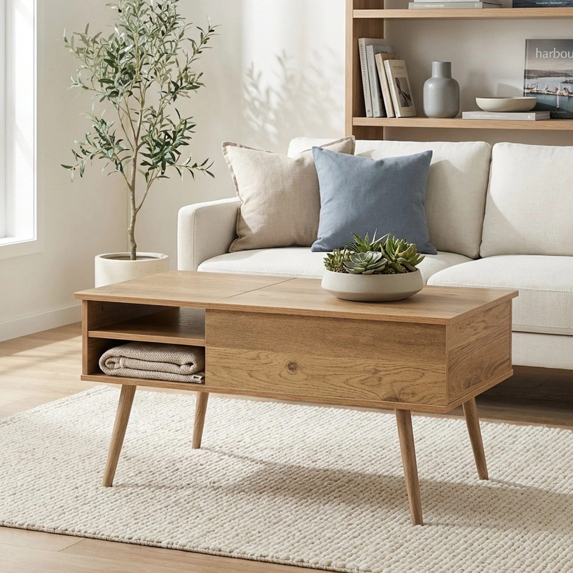 Lodge Lift Top Coffee Table - Oak - Image 4