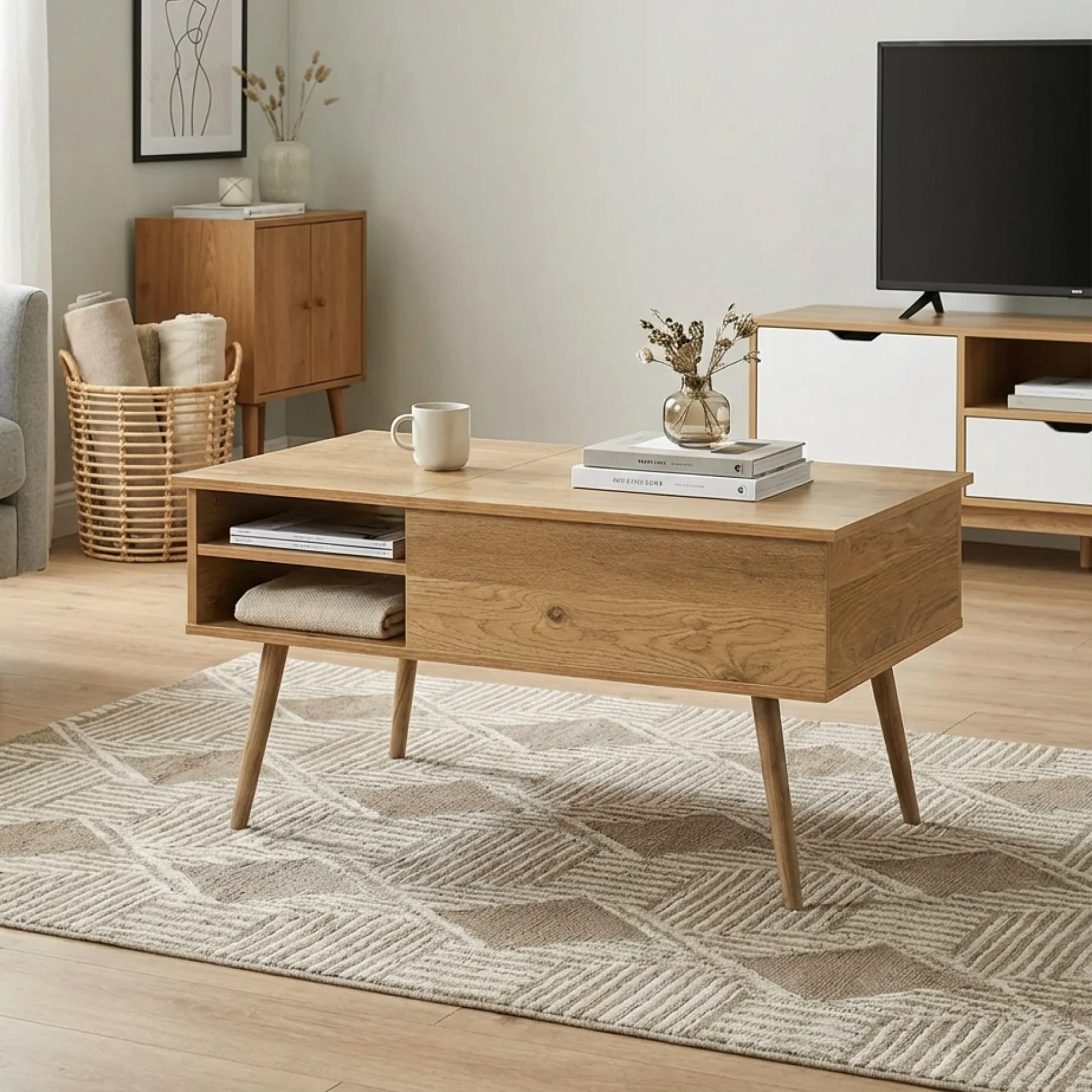 Lodge Lift Top Coffee Table - Oak - Image 5