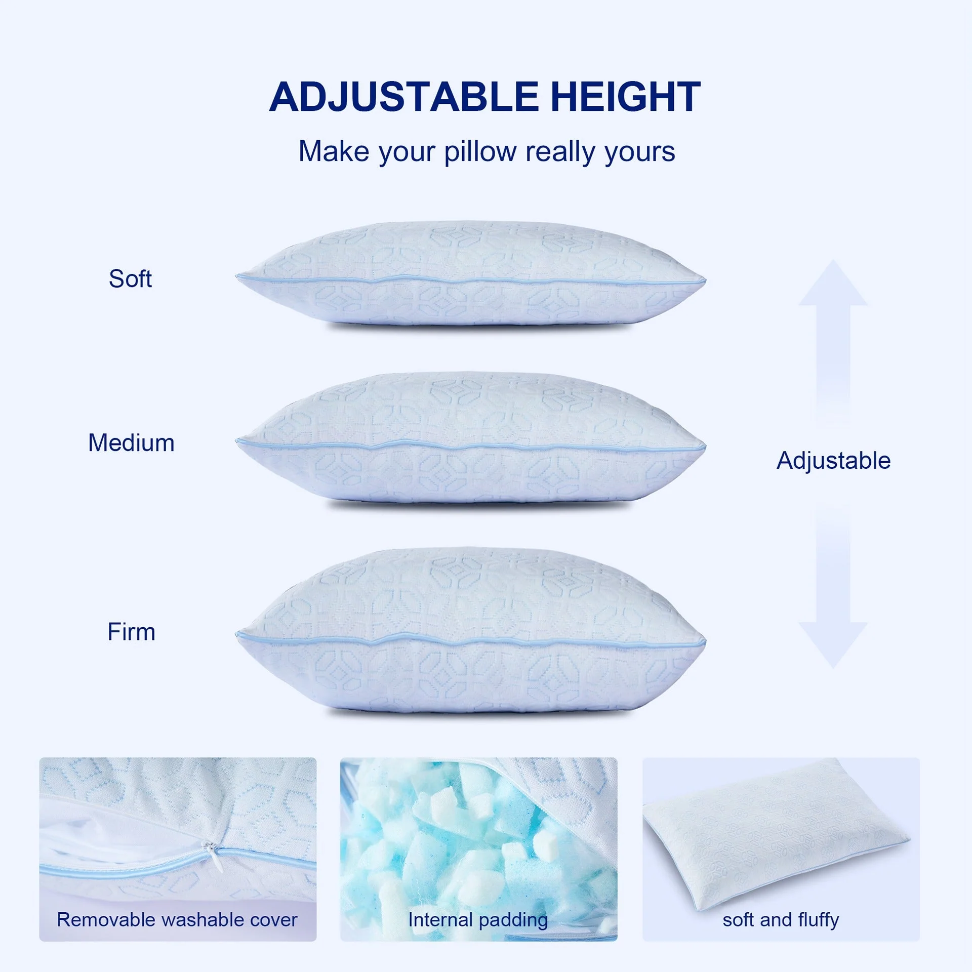 LoftEase Shredded Memory Foam Pillow 70 x 45 x 19CM - Image 4