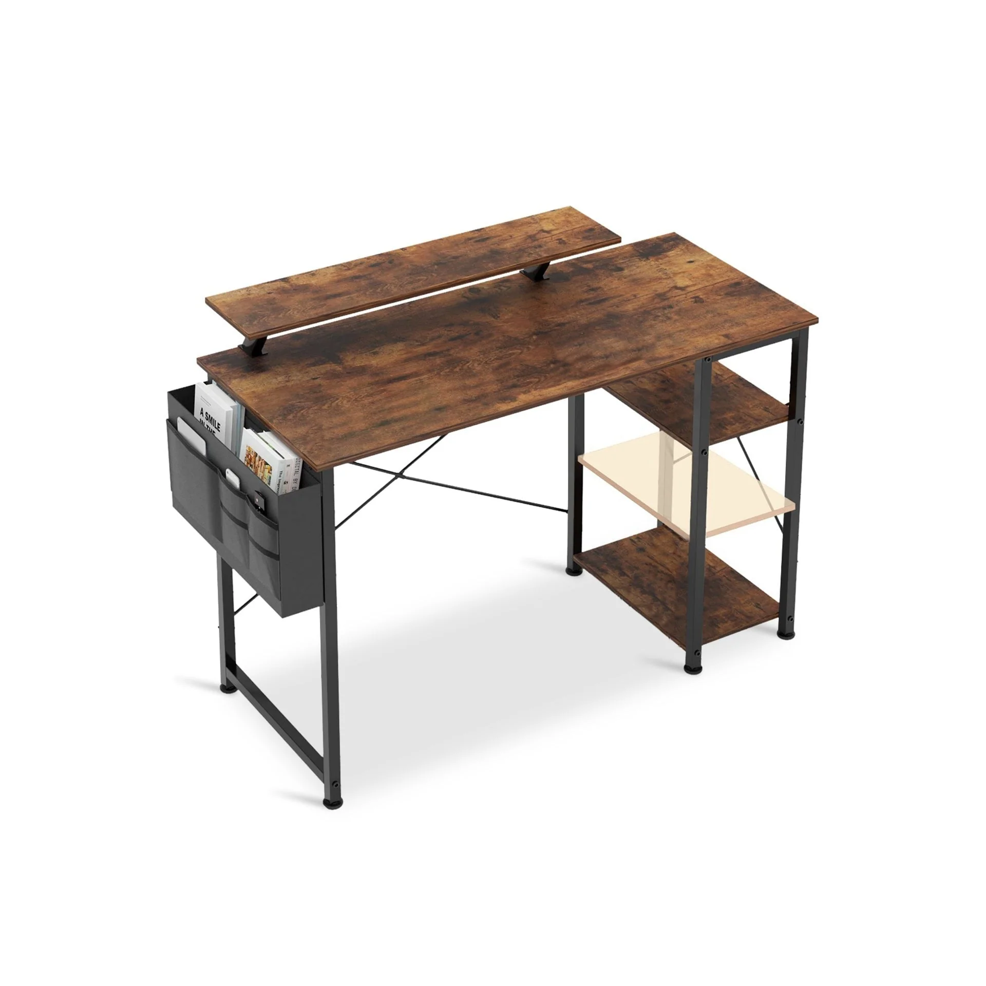 Logan 100cm Computer Desk with Storage Bag - Rustic Brown - Image 6
