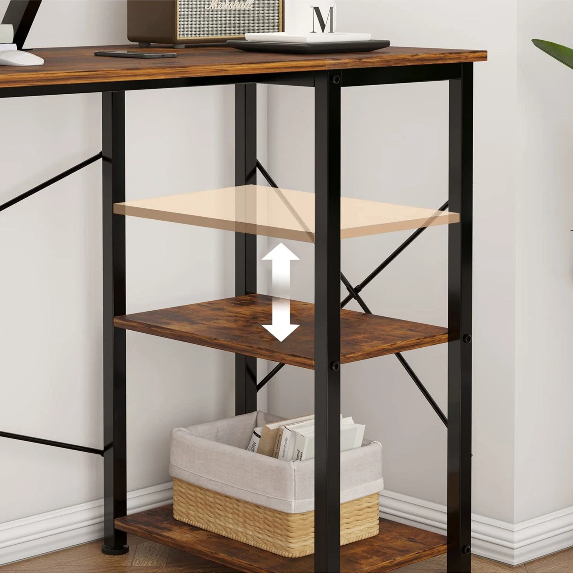 Logan 140cm Computer Desk with Storage Bag - Rustic Brown - Image 4
