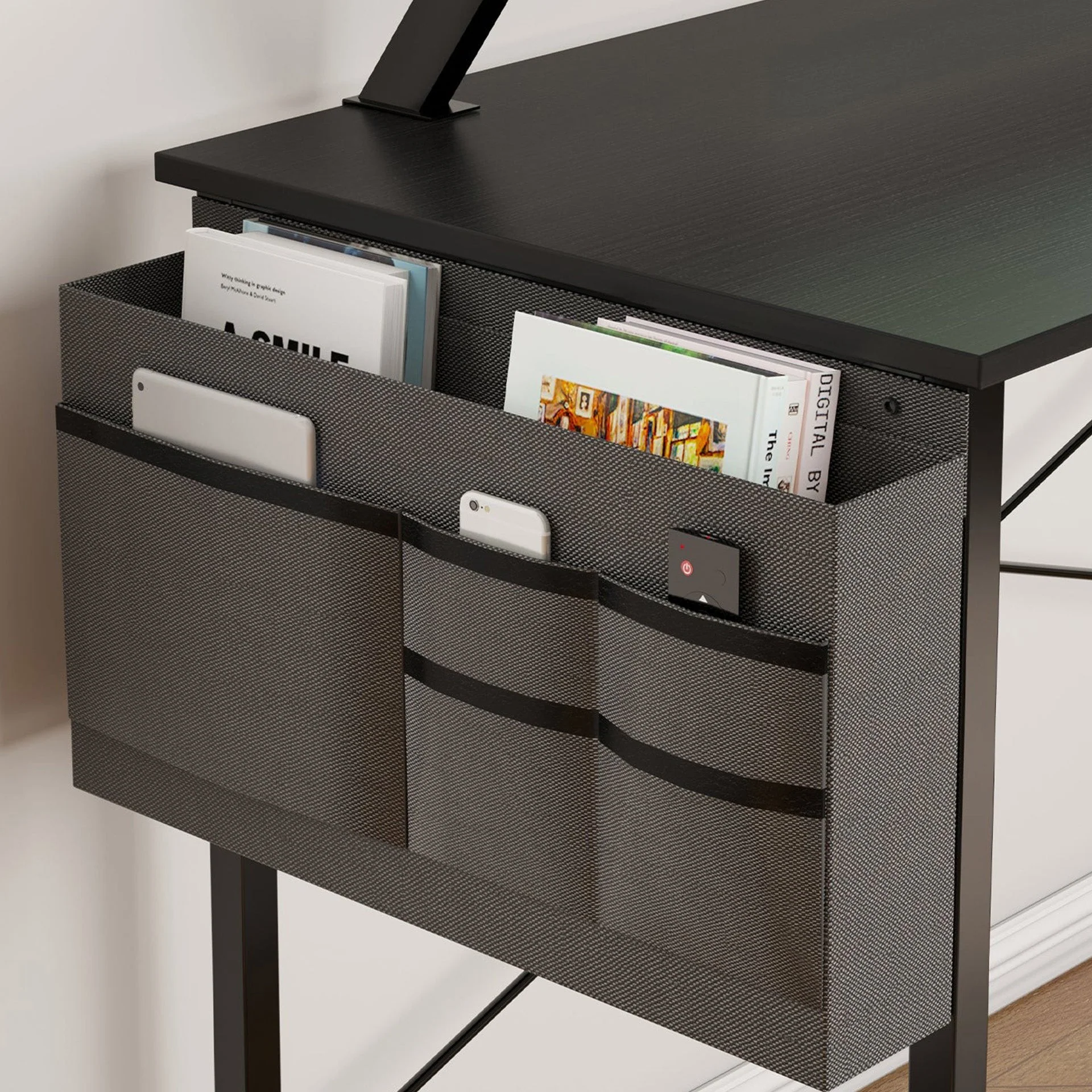 Logan 160cm Computer Desk with Storage Bag - Black - Image 10