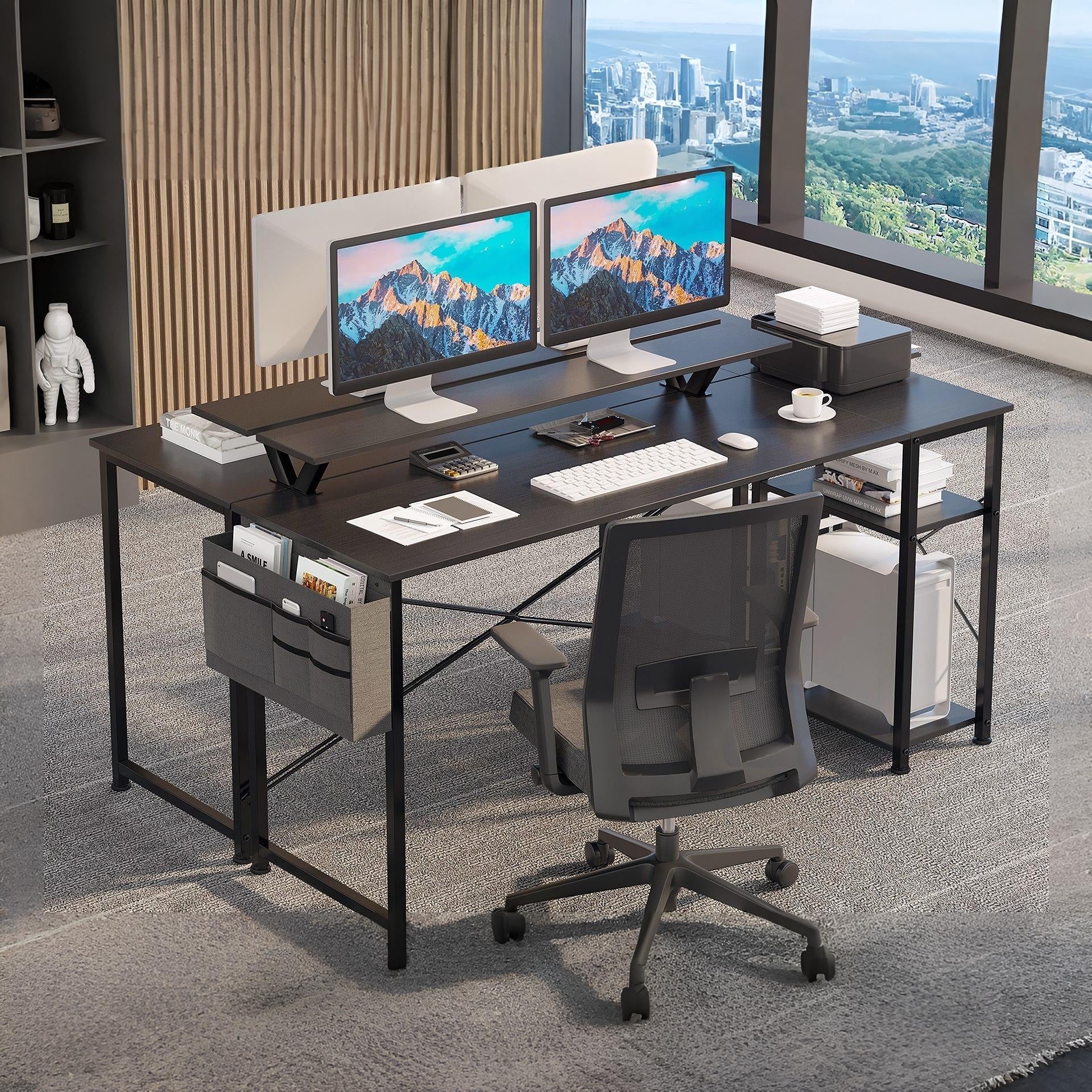 Logan 160cm Computer Desk with Storage Bag - Black - Image 6