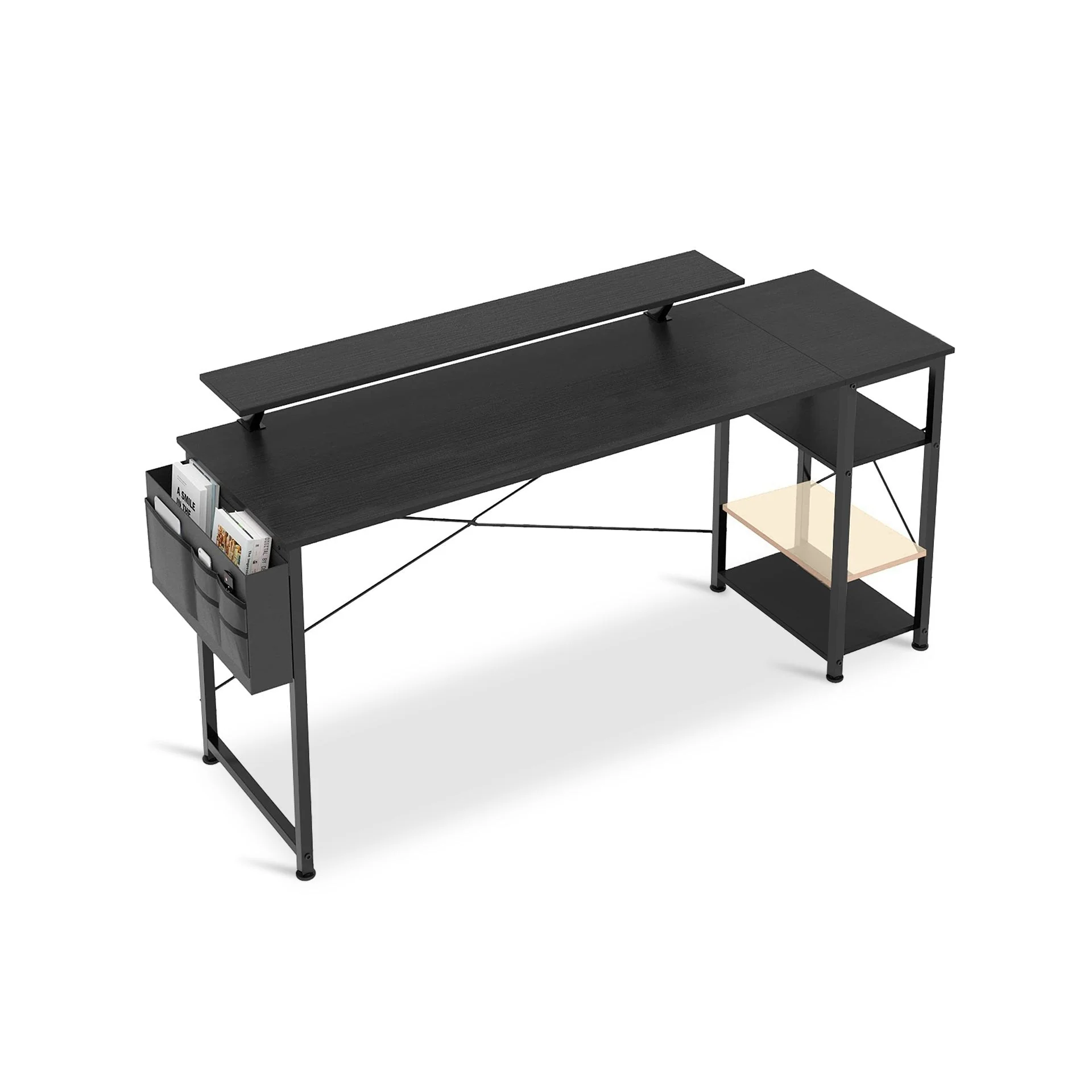 Logan 160cm Computer Desk with Storage Bag - Black - Image 7