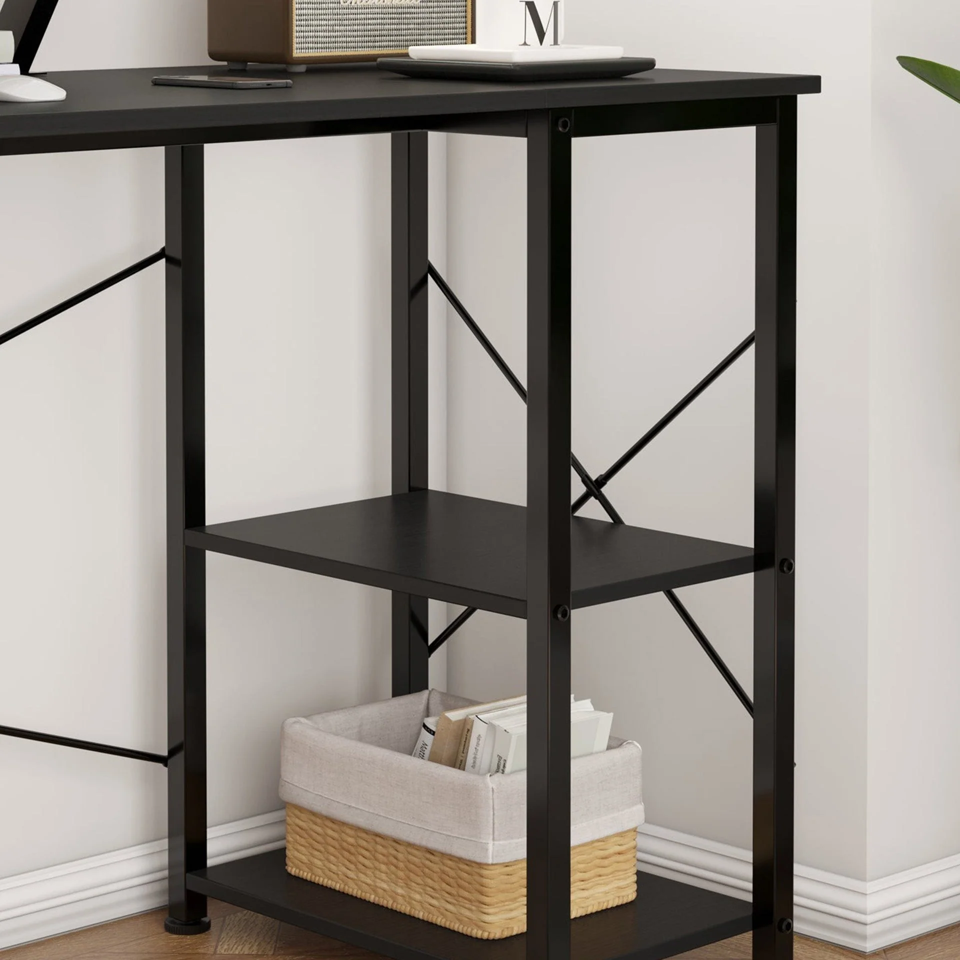 Logan 160cm Computer Desk with Storage Bag - Black - Image 8