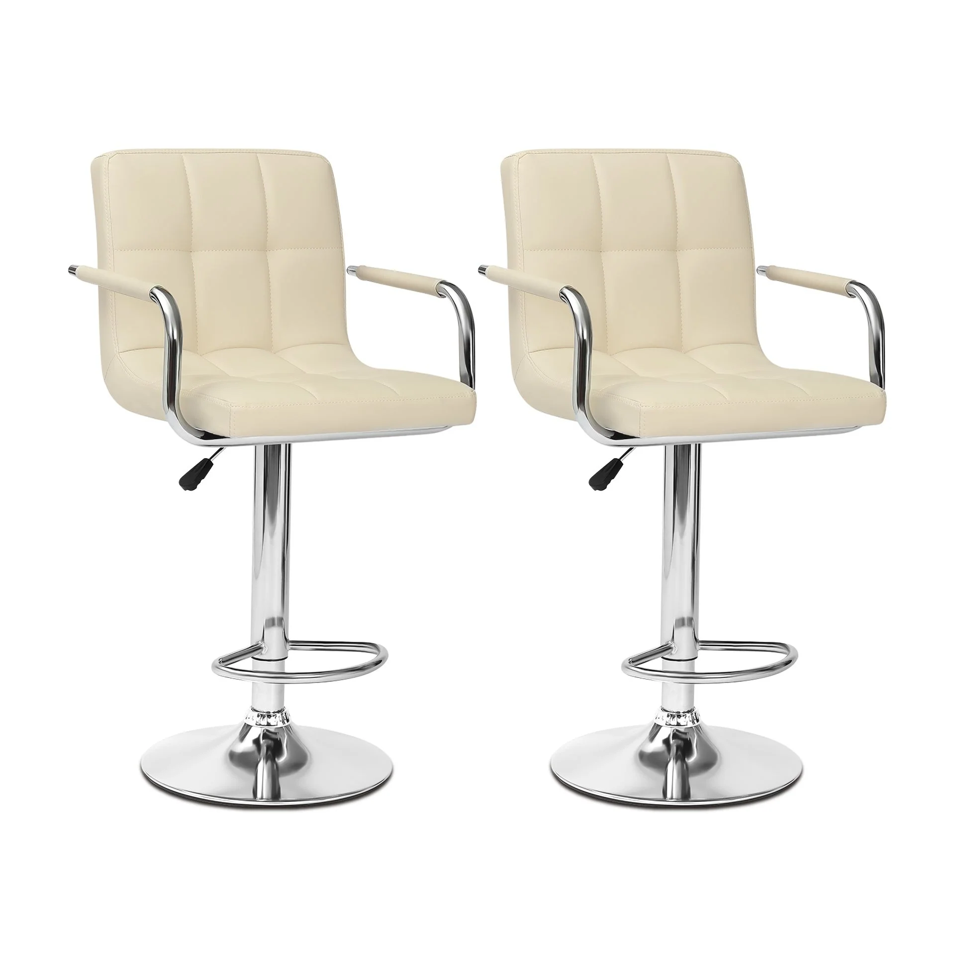 Lois Bar Stool with PU Leather - Set of 2 - Beige - Image 5