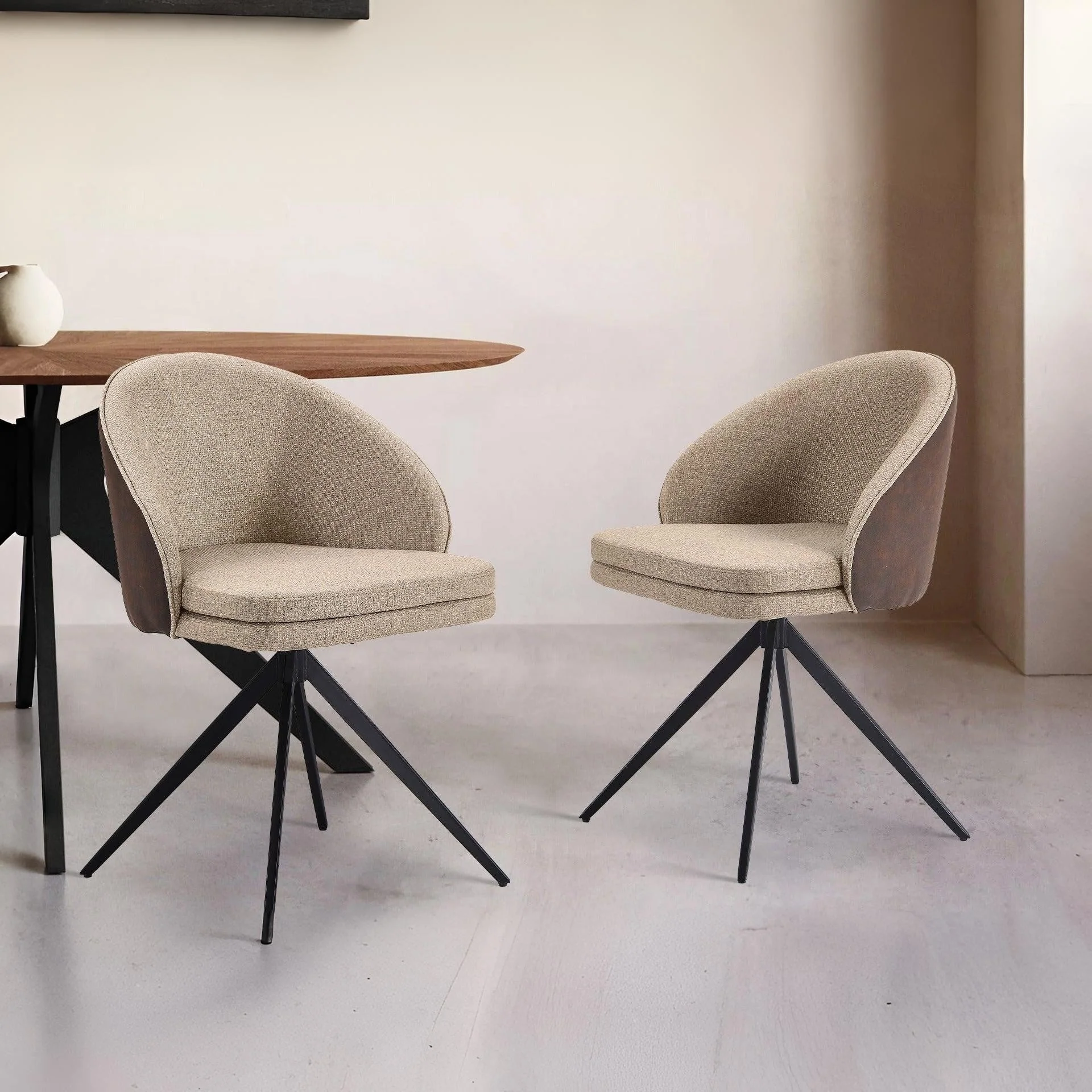 Loren Swivel Dining Chairs - Set of 2 - Light Brown