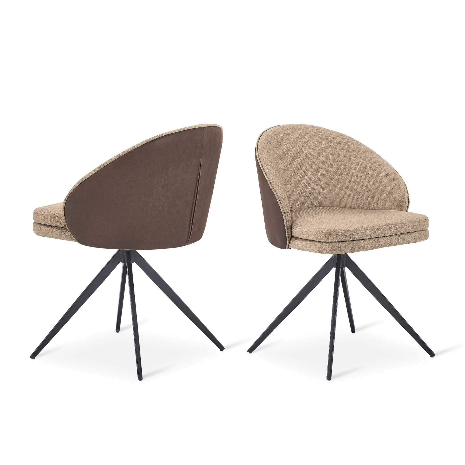 Loren Swivel Dining Chairs - Set of 2 - Light Brown - Image 5