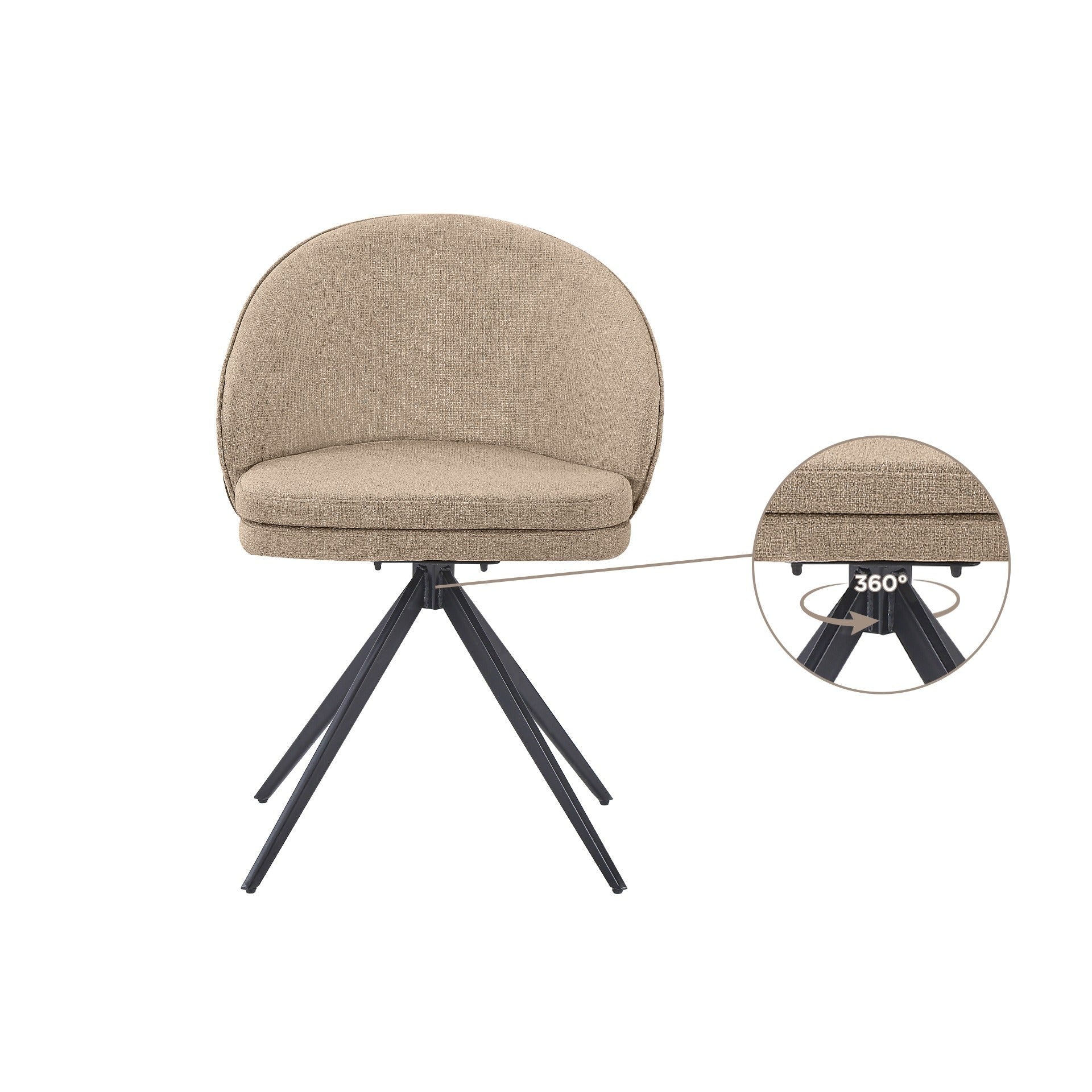 Loren Swivel Dining Chairs - Set of 2 - Light Brown - Image 7
