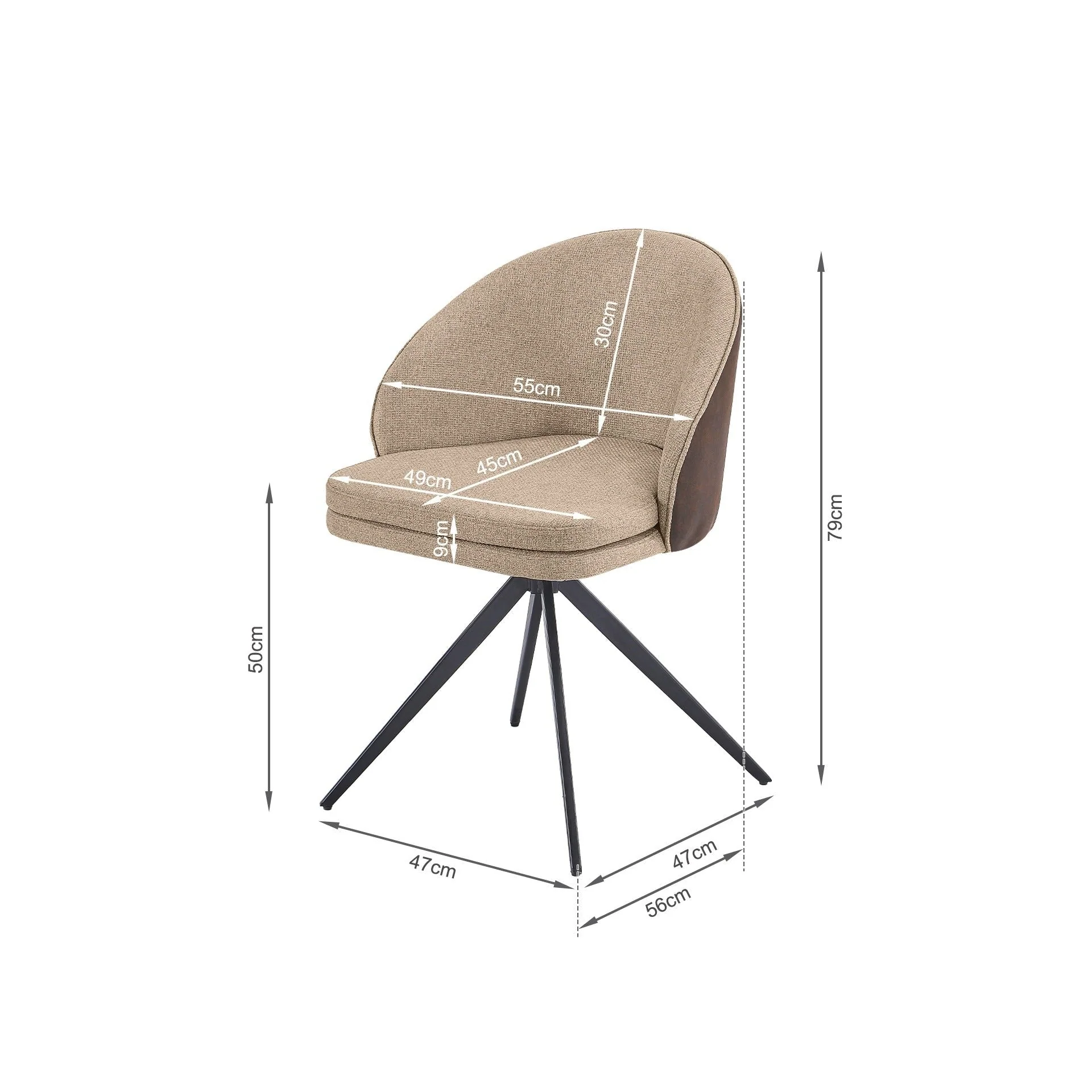 Loren Swivel Dining Chairs - Set of 2 - Light Brown - Image 8