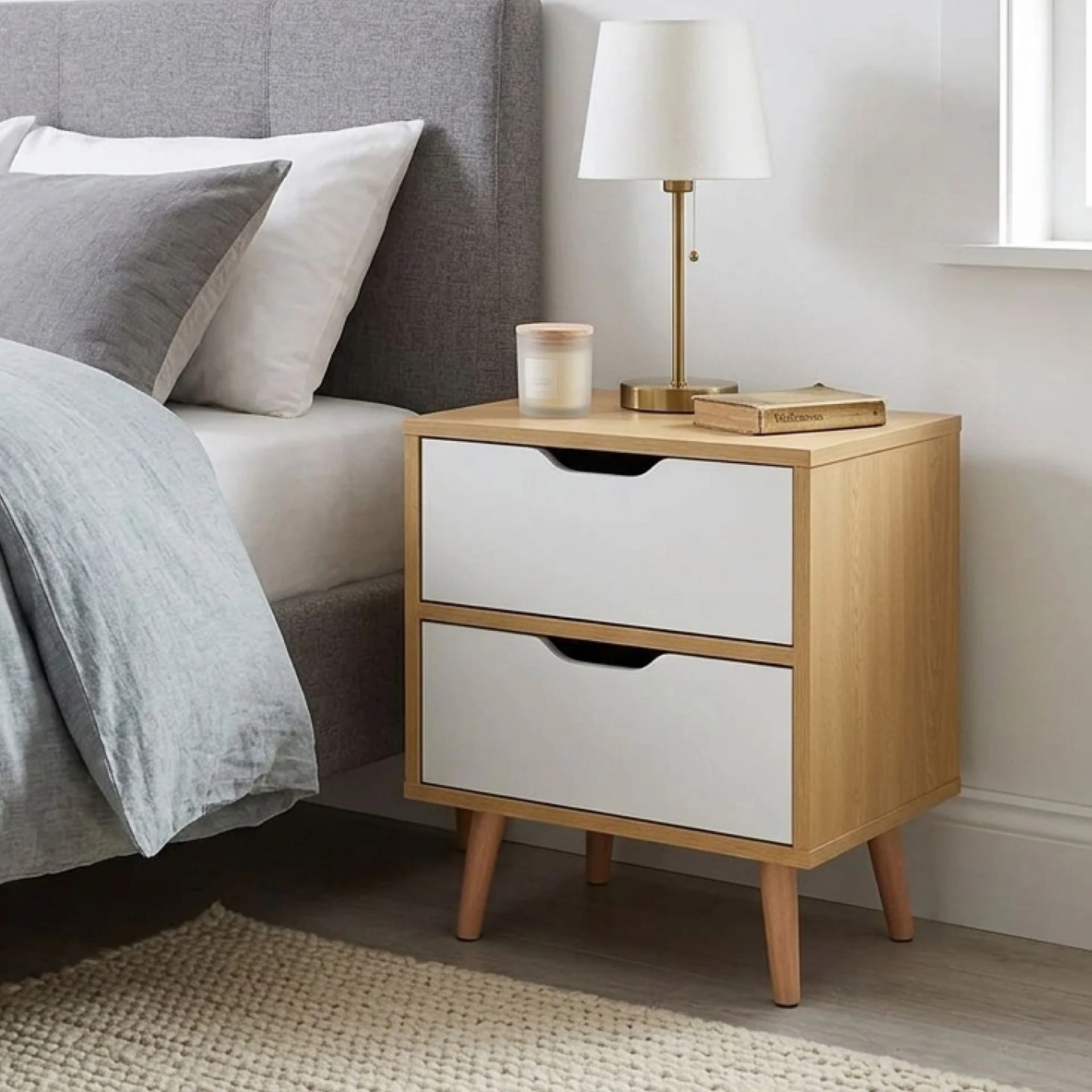 LOY Bedside Table - Maple + White