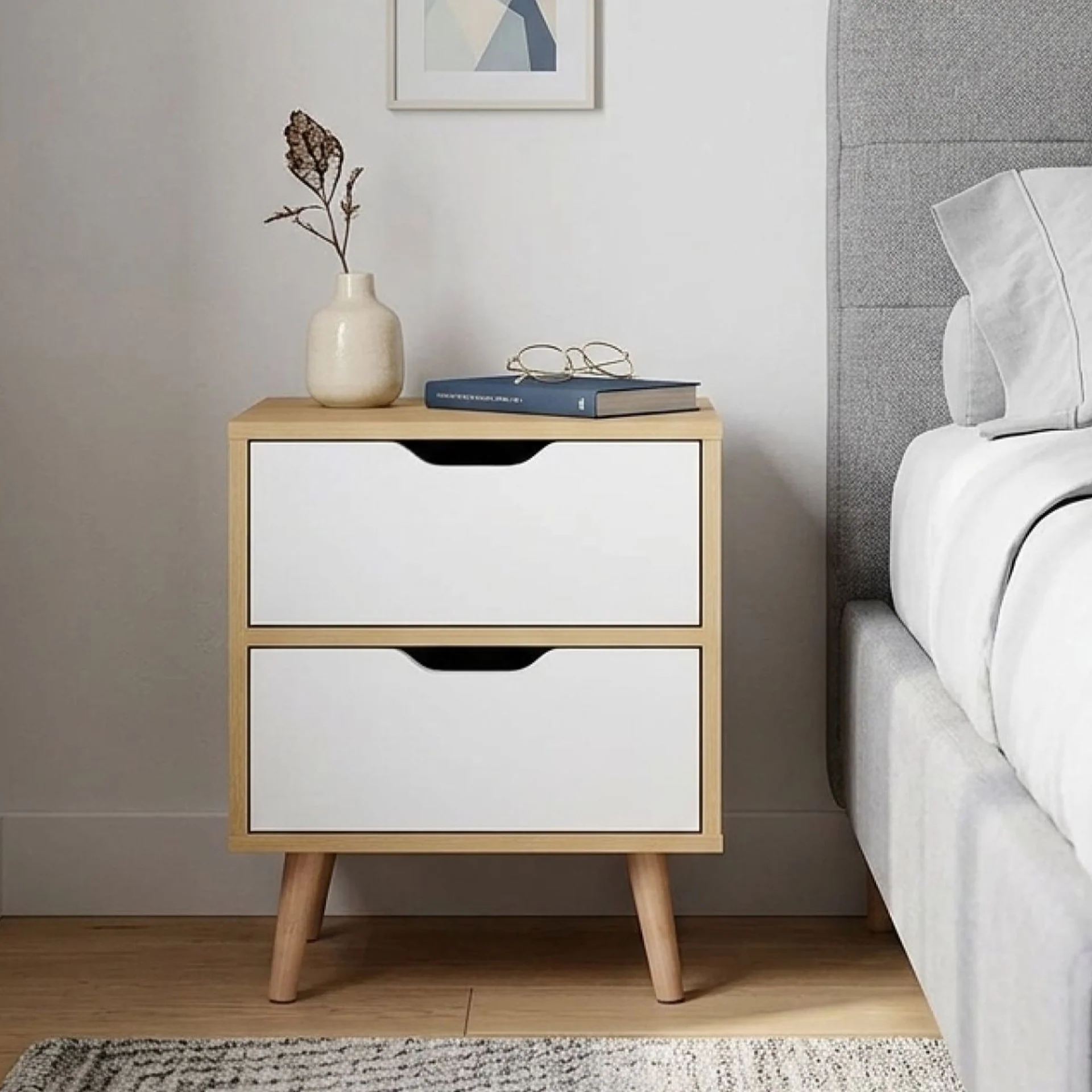 LOY Bedside Table - Maple + White - Image 3